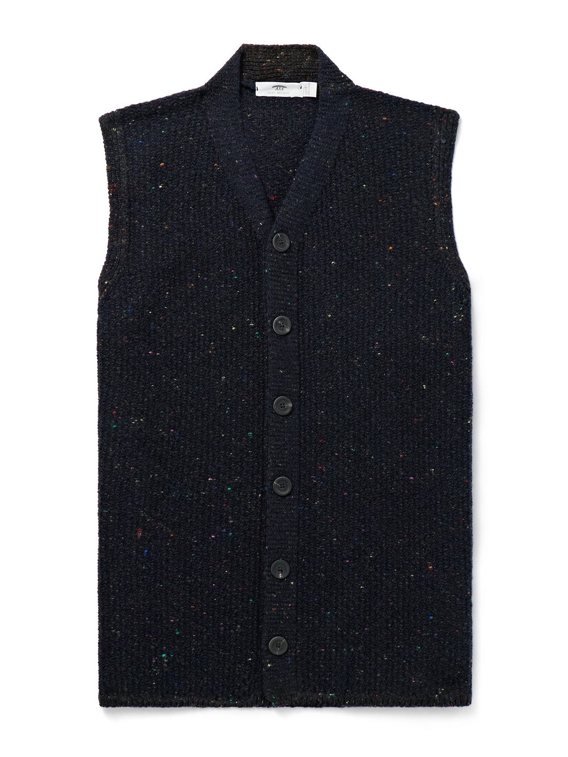 Inis Meain Breidin Merino Wool And Cashmere-blend Gilet In Blue
