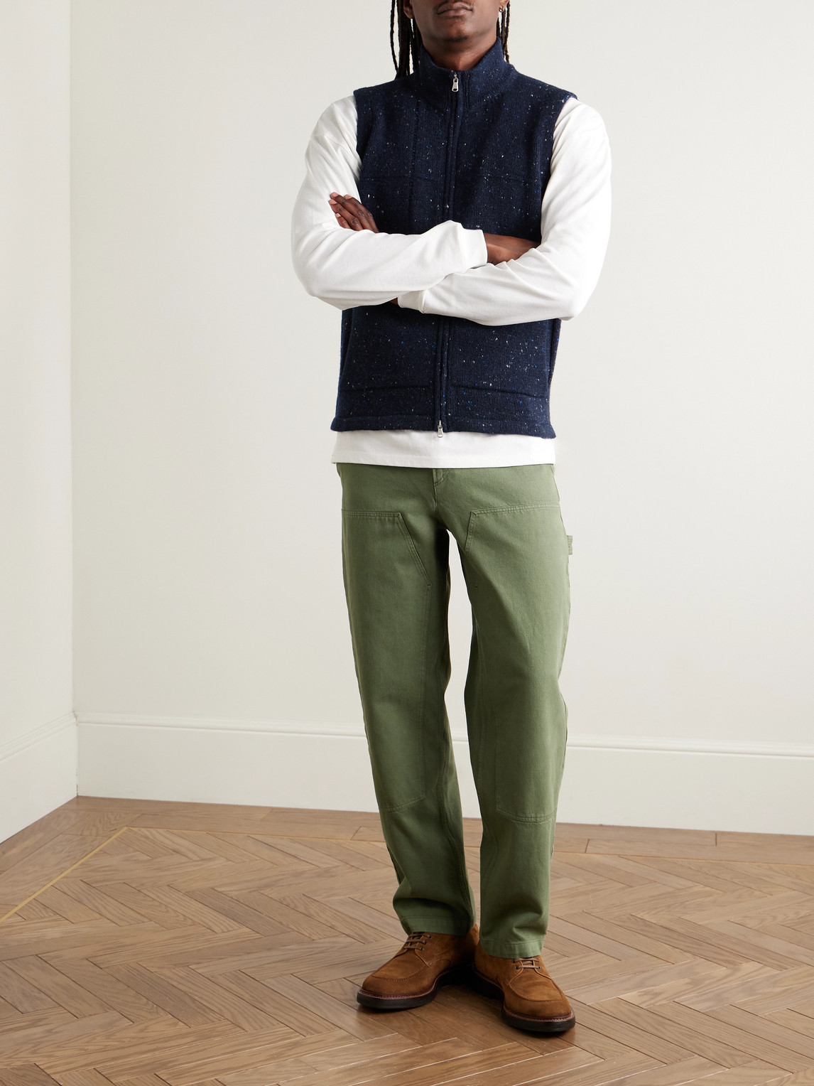 Inis Meain Lifeline Merino Wool And Cashmere-blend Gilet In Black