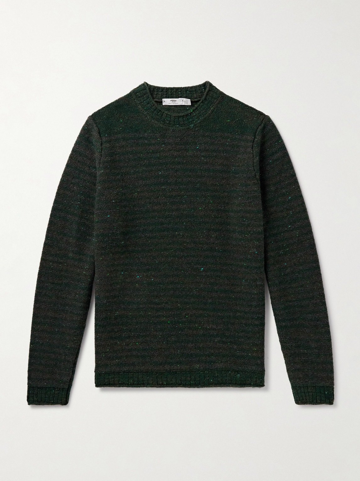 Inis Meain Striped Merino Wool And Cashmere-blend Sweater In Black