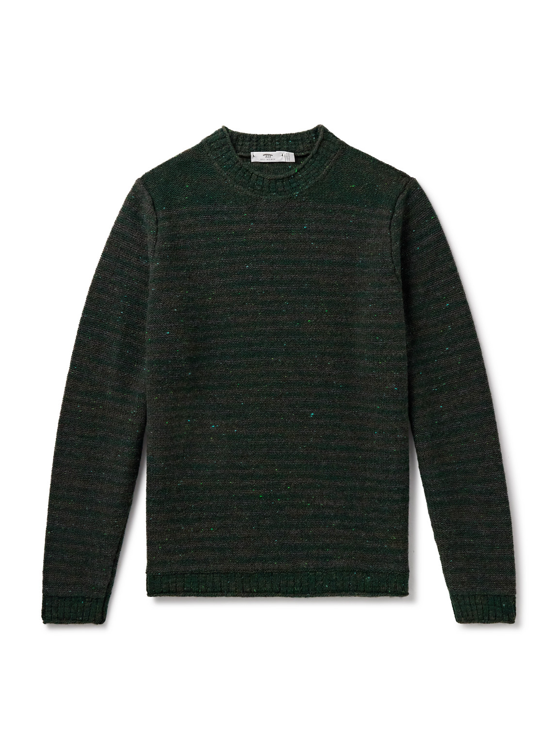 Inis Meain Striped Merino Wool And Cashmere-blend Sweater In Black