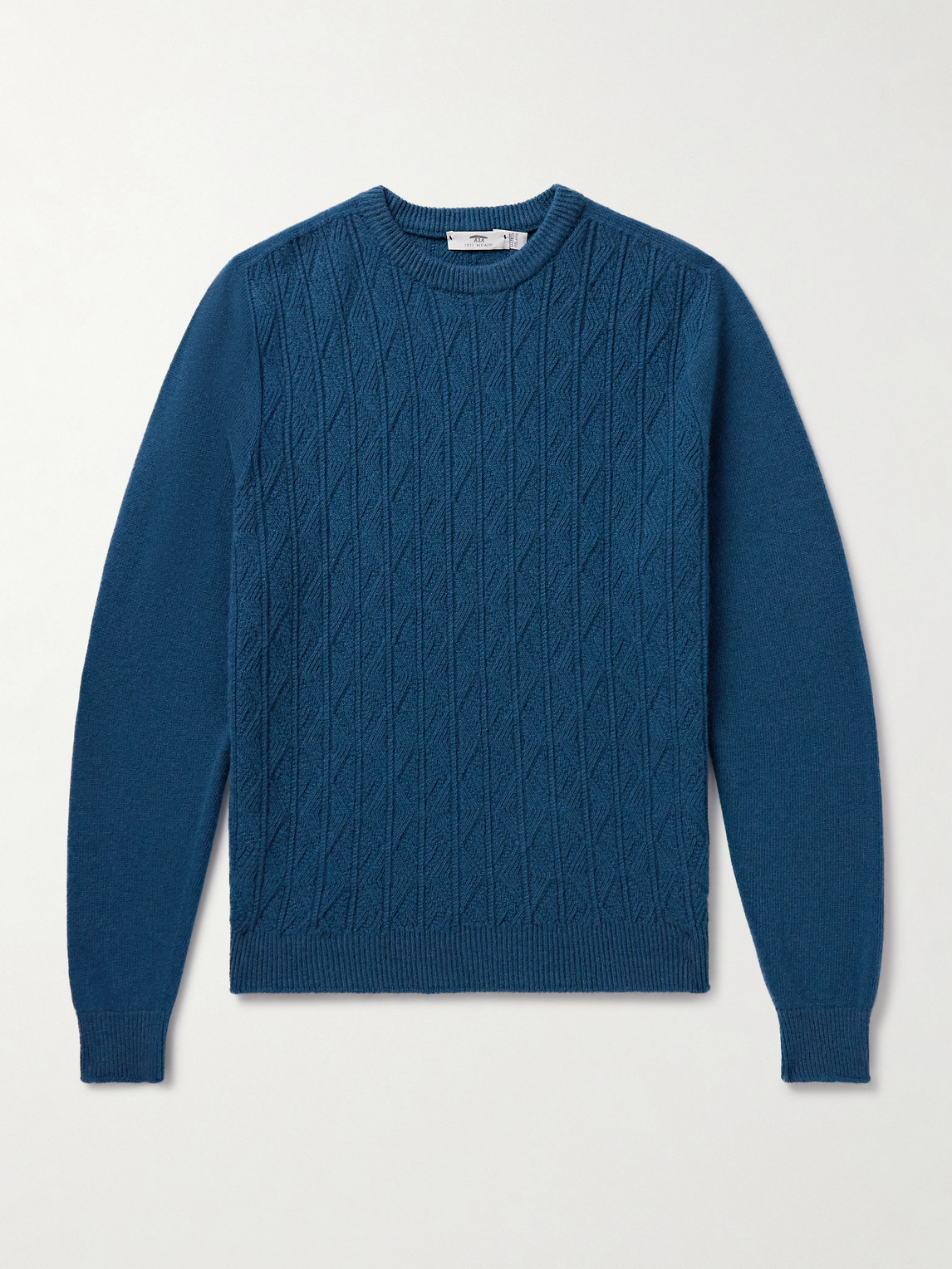 Inis Meain Slim-fit Cable-knit Merino Wool And Cashmere-blend Sweater In Blue