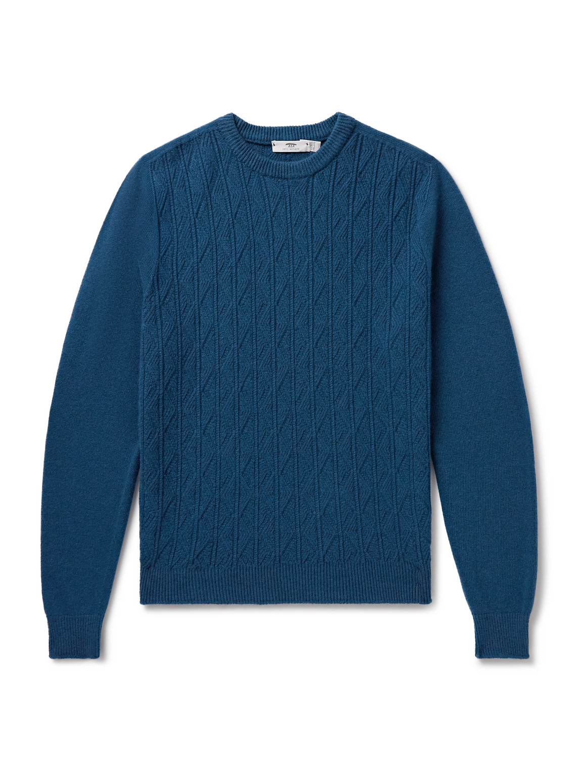 Inis Meain Slim-fit Cable-knit Merino Wool And Cashmere-blend Sweater In Blue