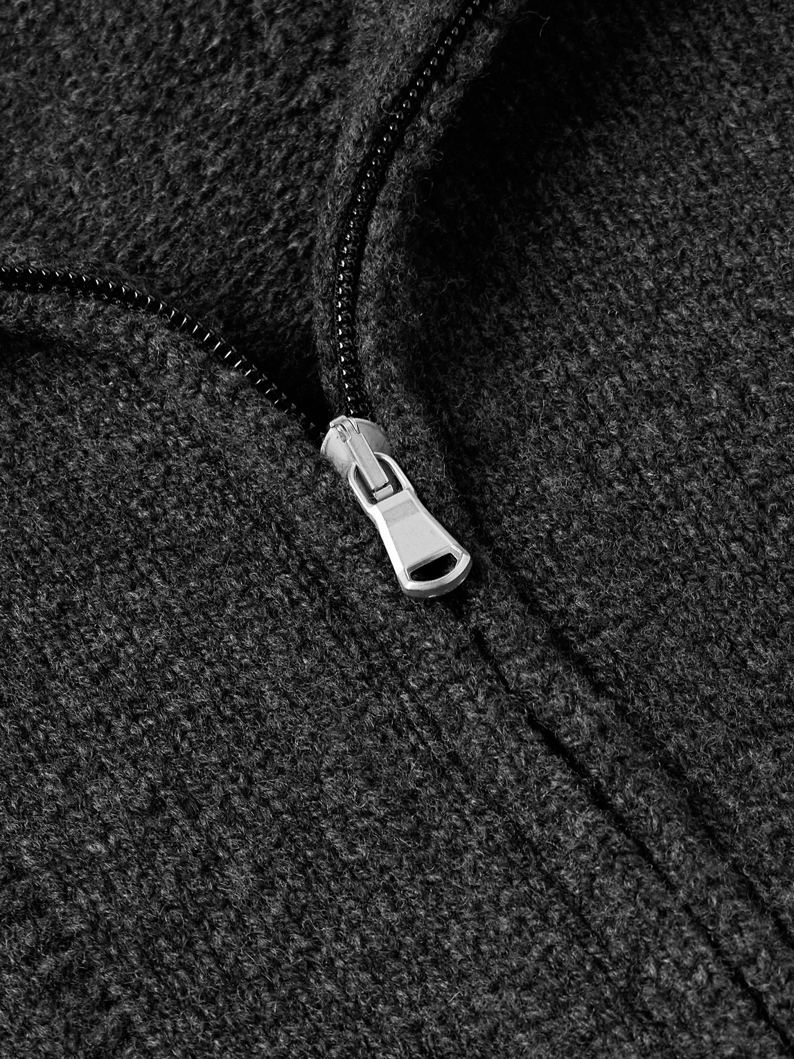 Inis Meain Lifeline Merino Wool And Cashmere-blend Zip-up Cardigan In Gray