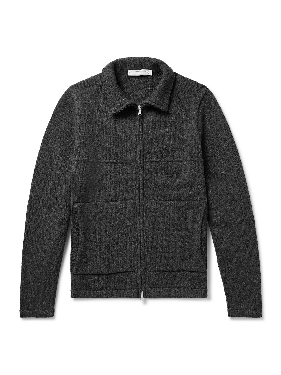 Inis Meain Lifeline Merino Wool And Cashmere-blend Zip-up Cardigan In Gray