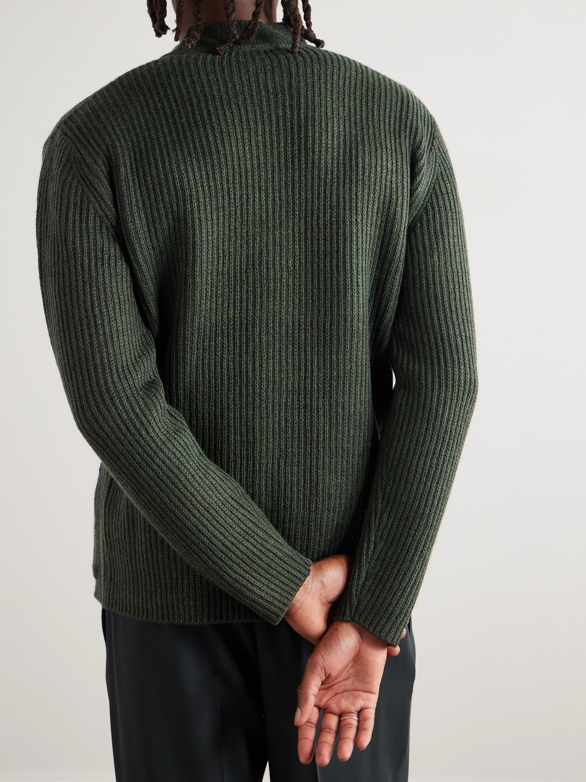 Inis Meain Wool And Linen-blend Cardigan In Green