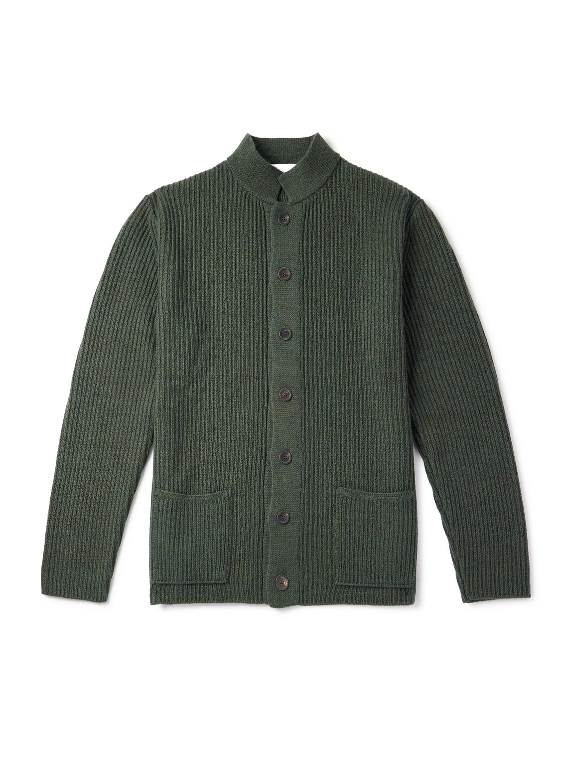 Inis Meain Wool And Linen-blend Cardigan In Green