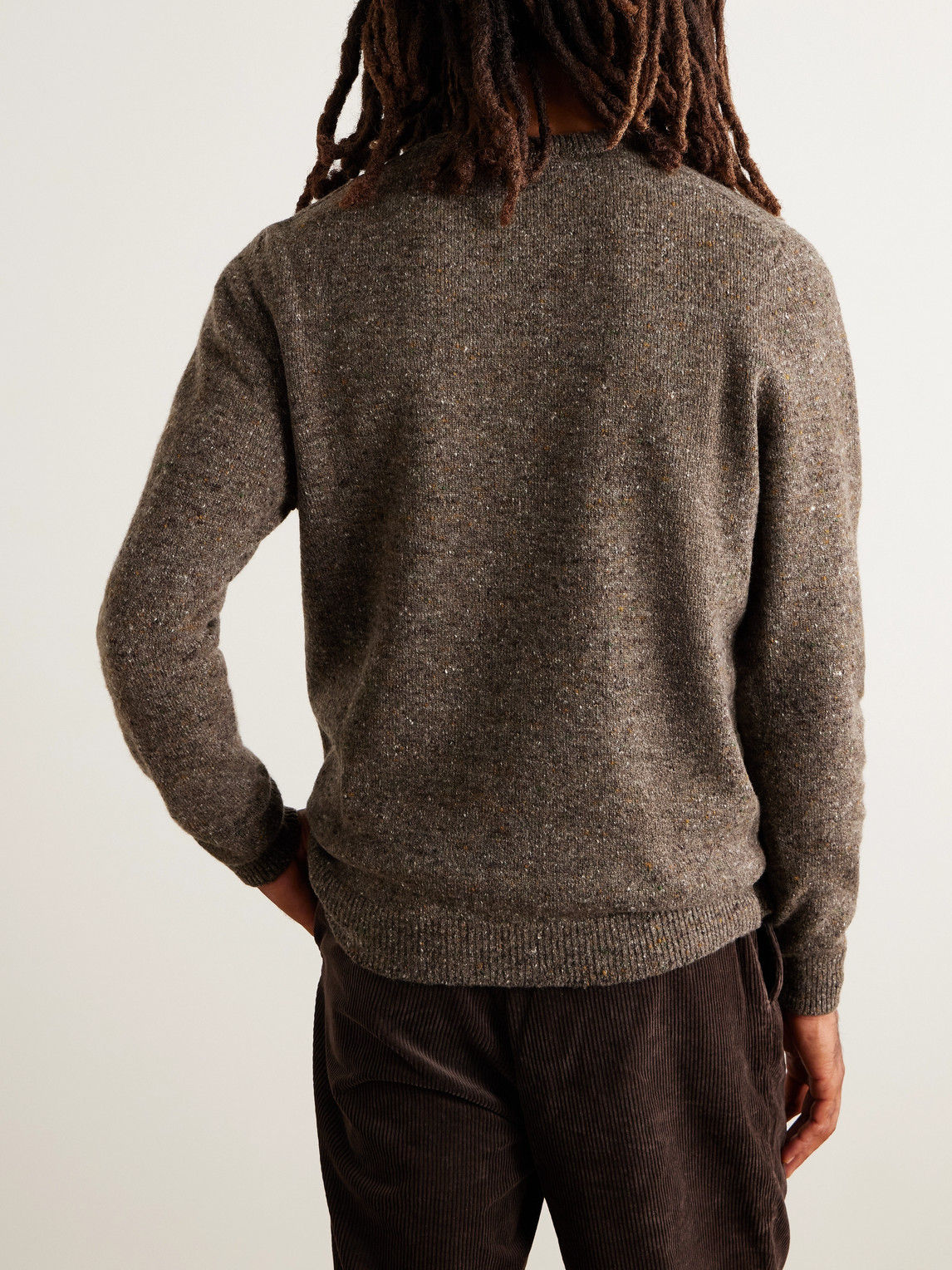 Inis Meain Merino Wool And Cashmere-blend Sweater In Brown
