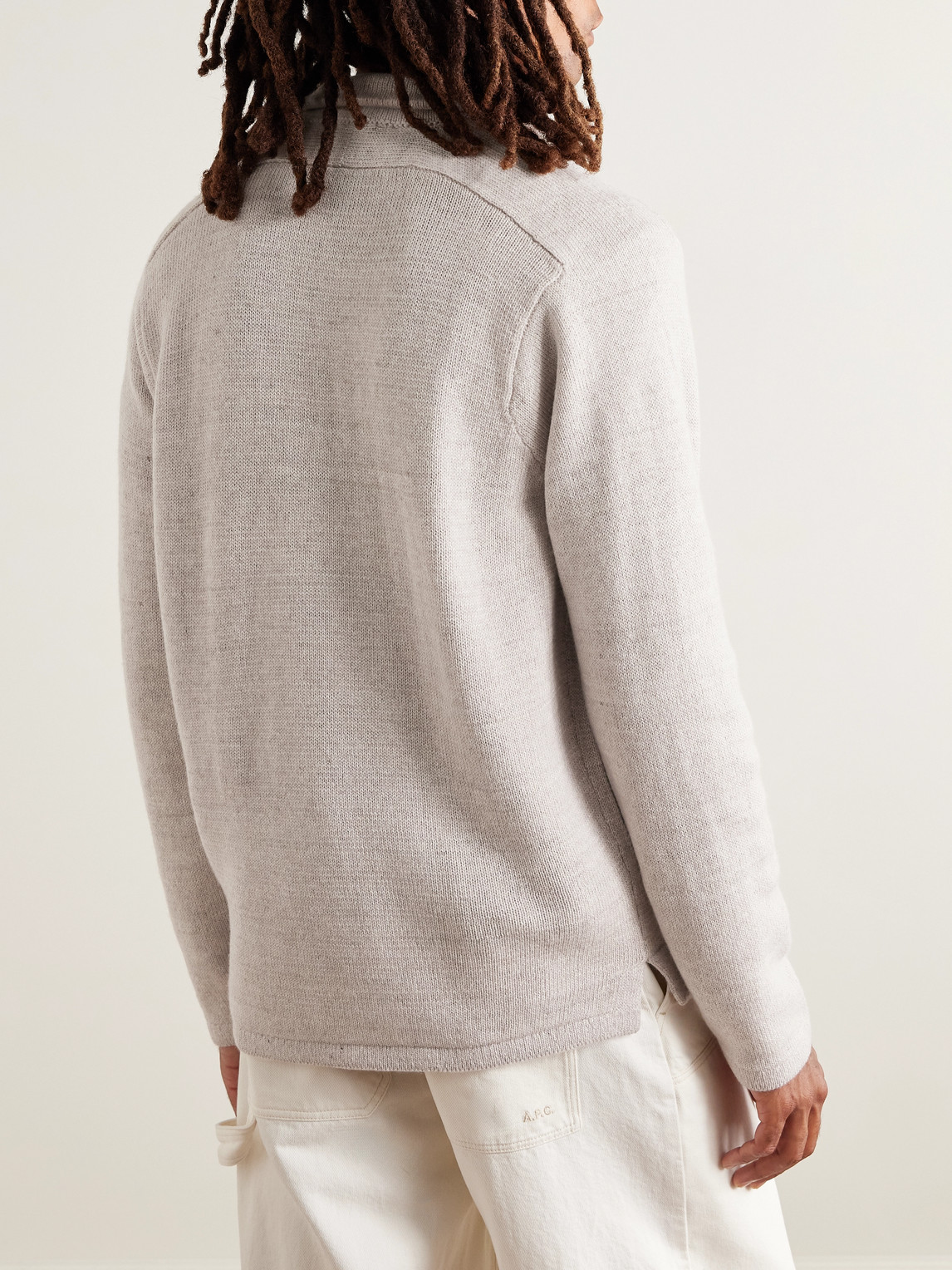 Inis Meain Wool And Linen-blend Polo Shirt In Neutral