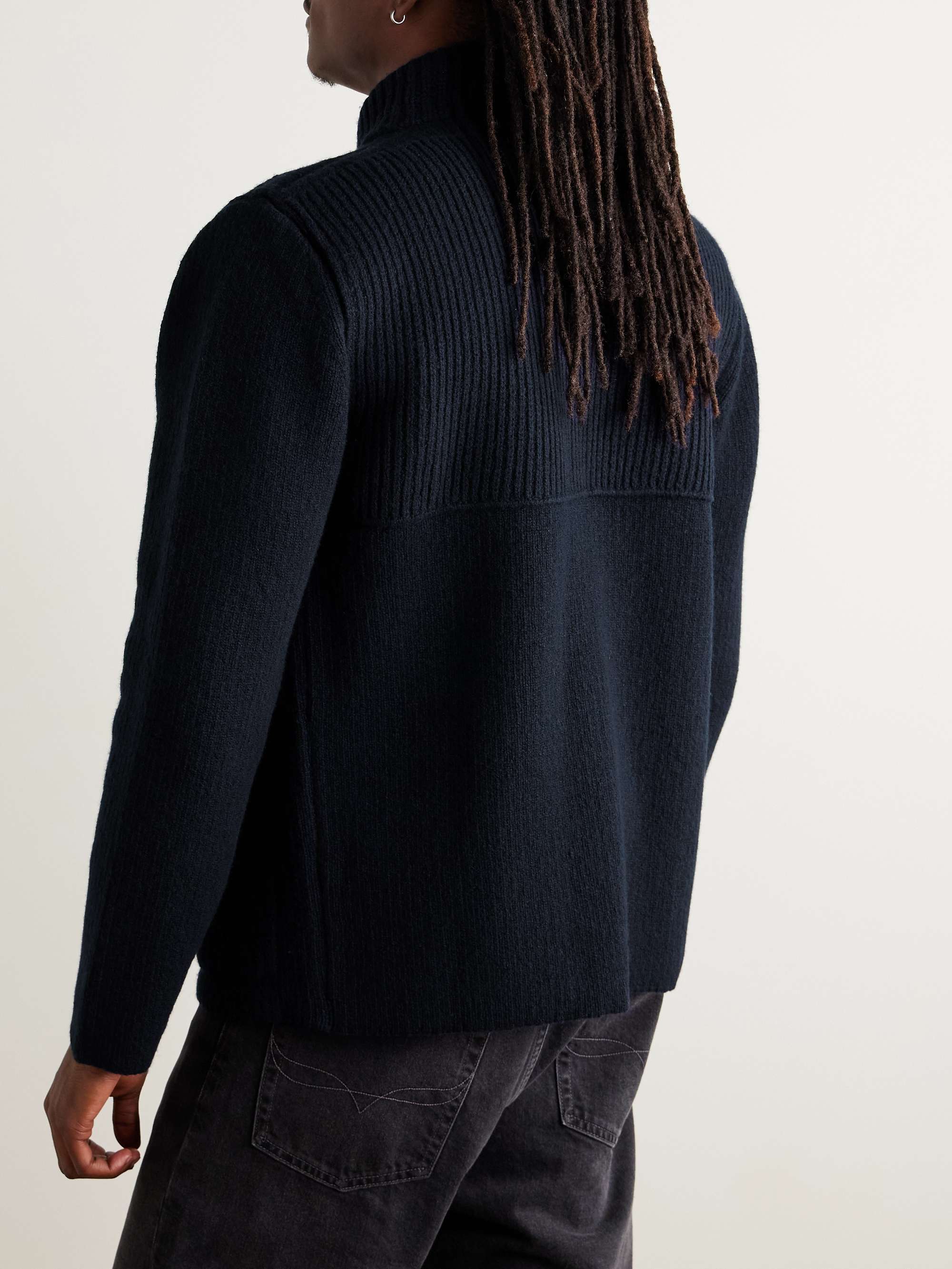 INIS MEÁIN Storm Ribbed Merino Wool Cardigan