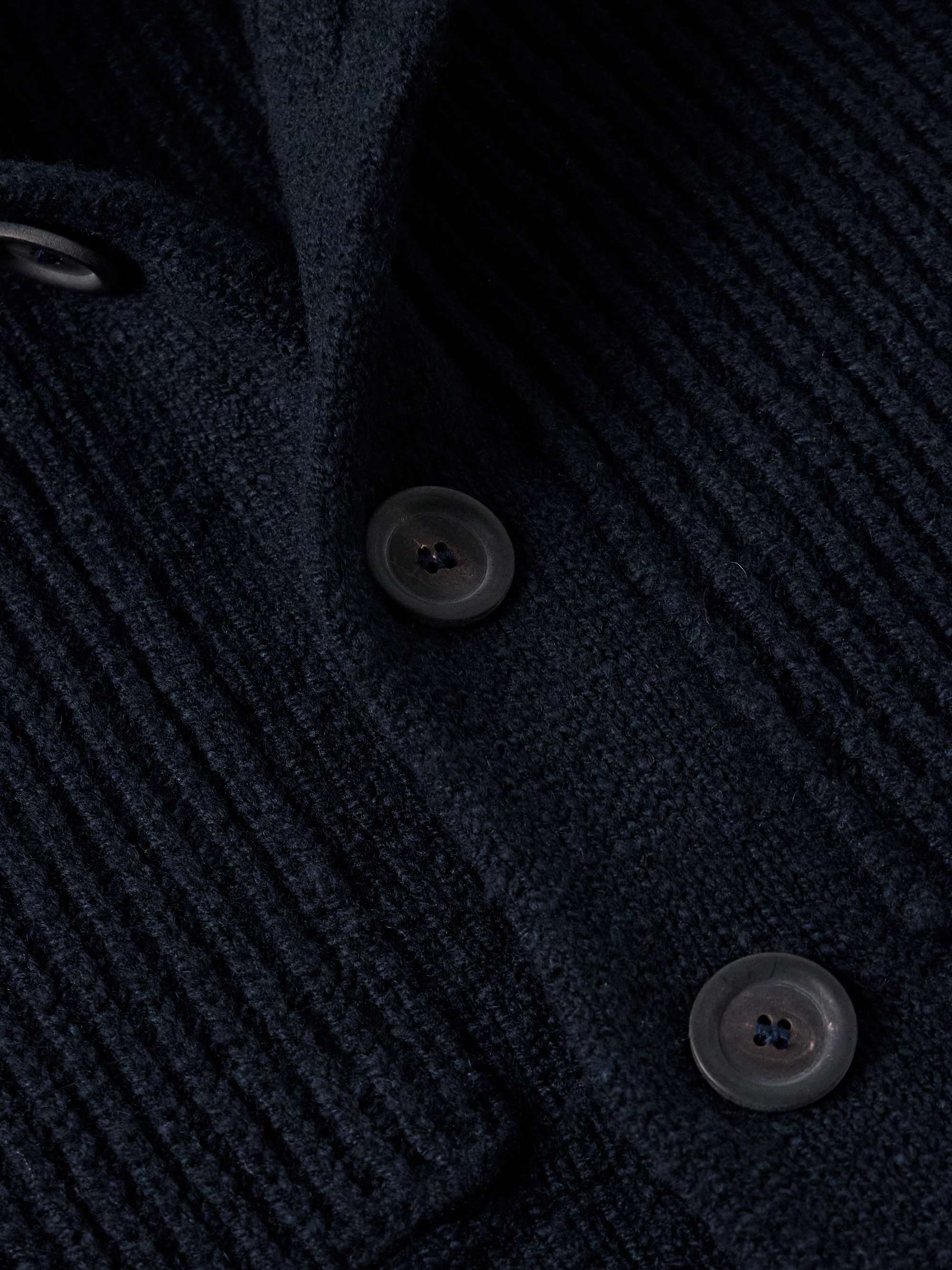 INIS MEÁIN Storm Ribbed Merino Wool Cardigan