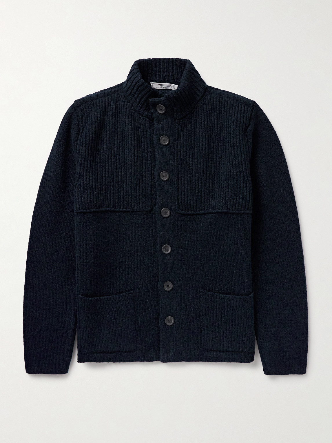 Inis Meain Storm Ribbed Merino Wool And Cashmere-blend Cardigan In Black