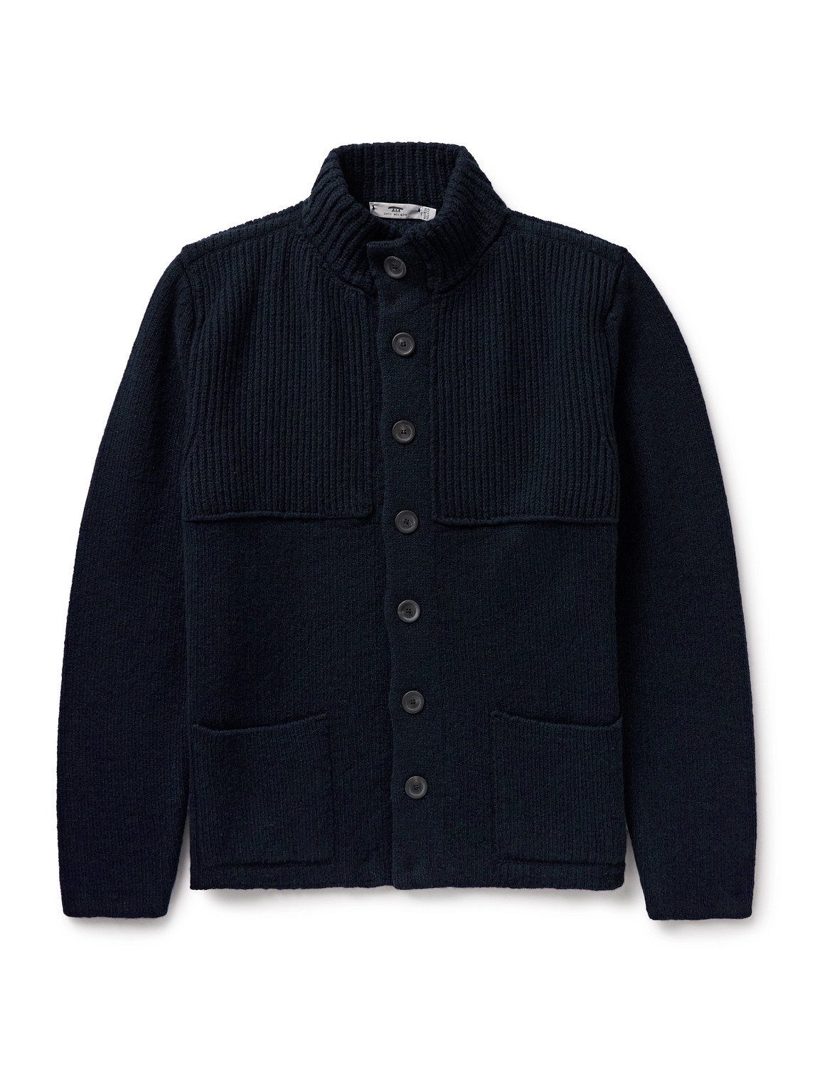 Inis Meain Storm Ribbed Merino Wool And Cashmere-blend Cardigan In Black