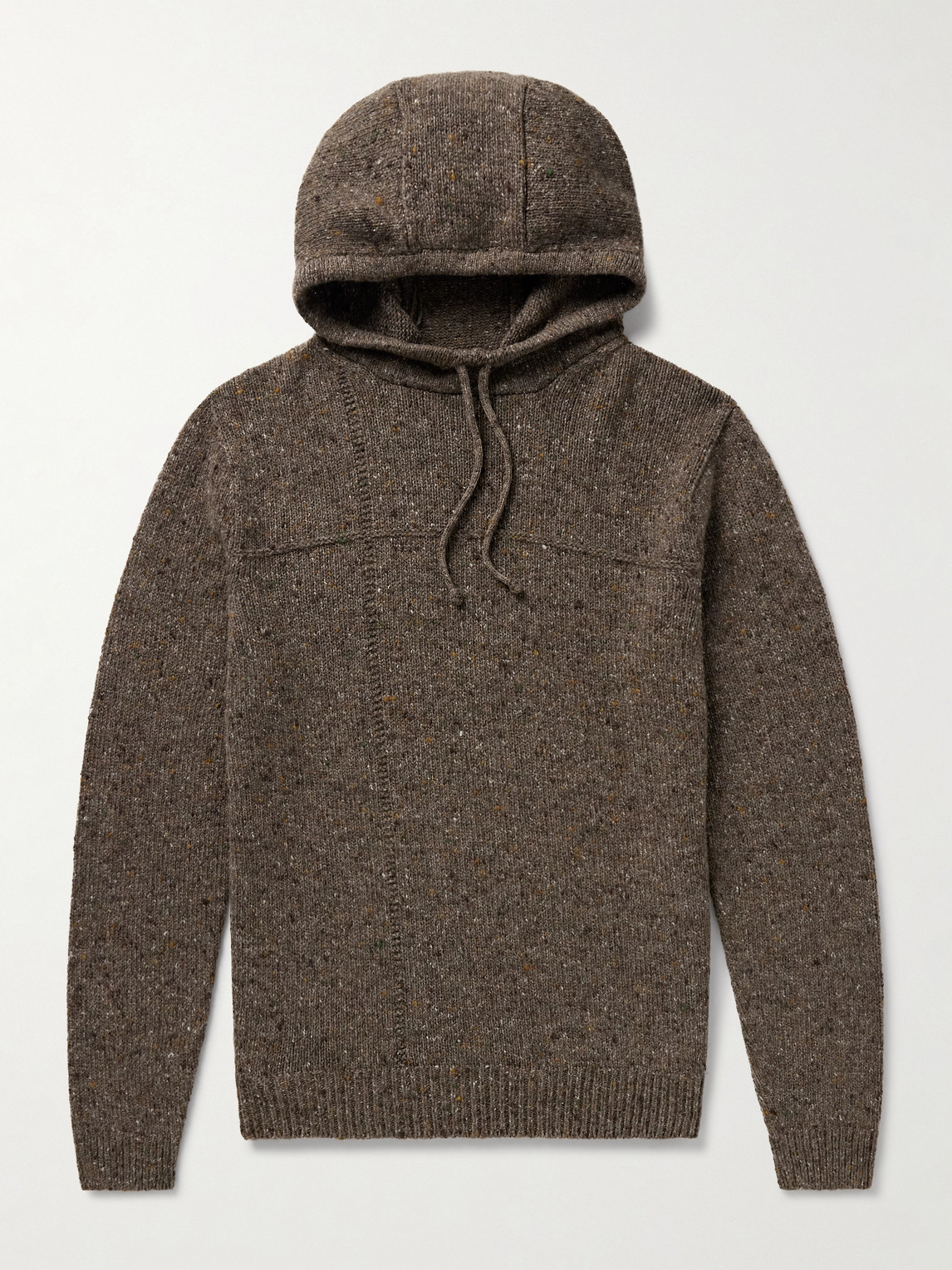 Inis Meain Lifeline Merino Wool And Cashmere-blend Hoodie In Brown