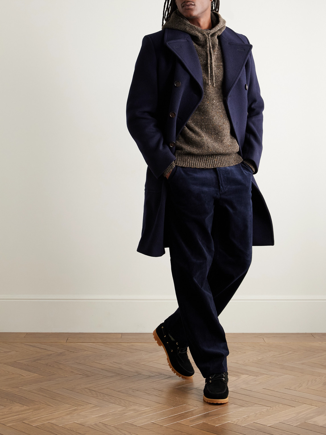Inis Meain Lifeline Merino Wool And Cashmere-blend Hoodie In Brown