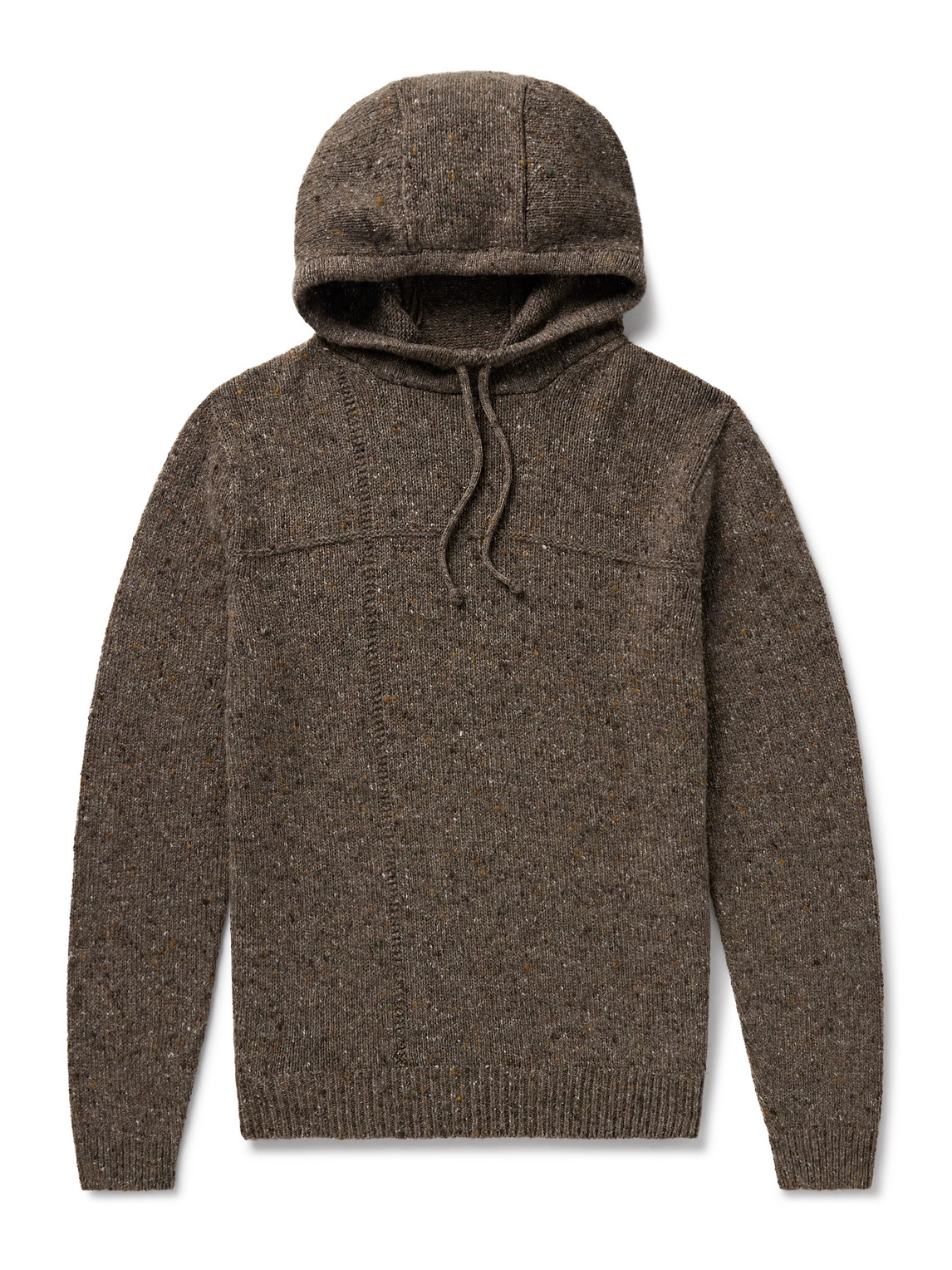 Inis Meain Lifeline Merino Wool And Cashmere-blend Hoodie In Brown