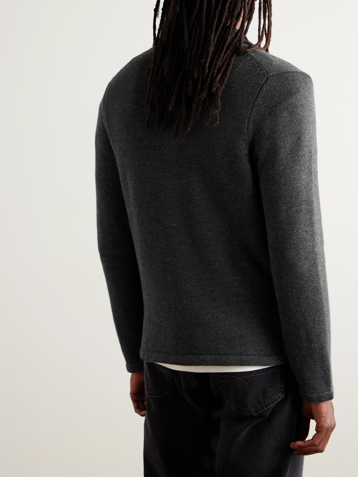 Inis Meain New Pub Jacket Wool And Linen-blend Cardigan In Gray