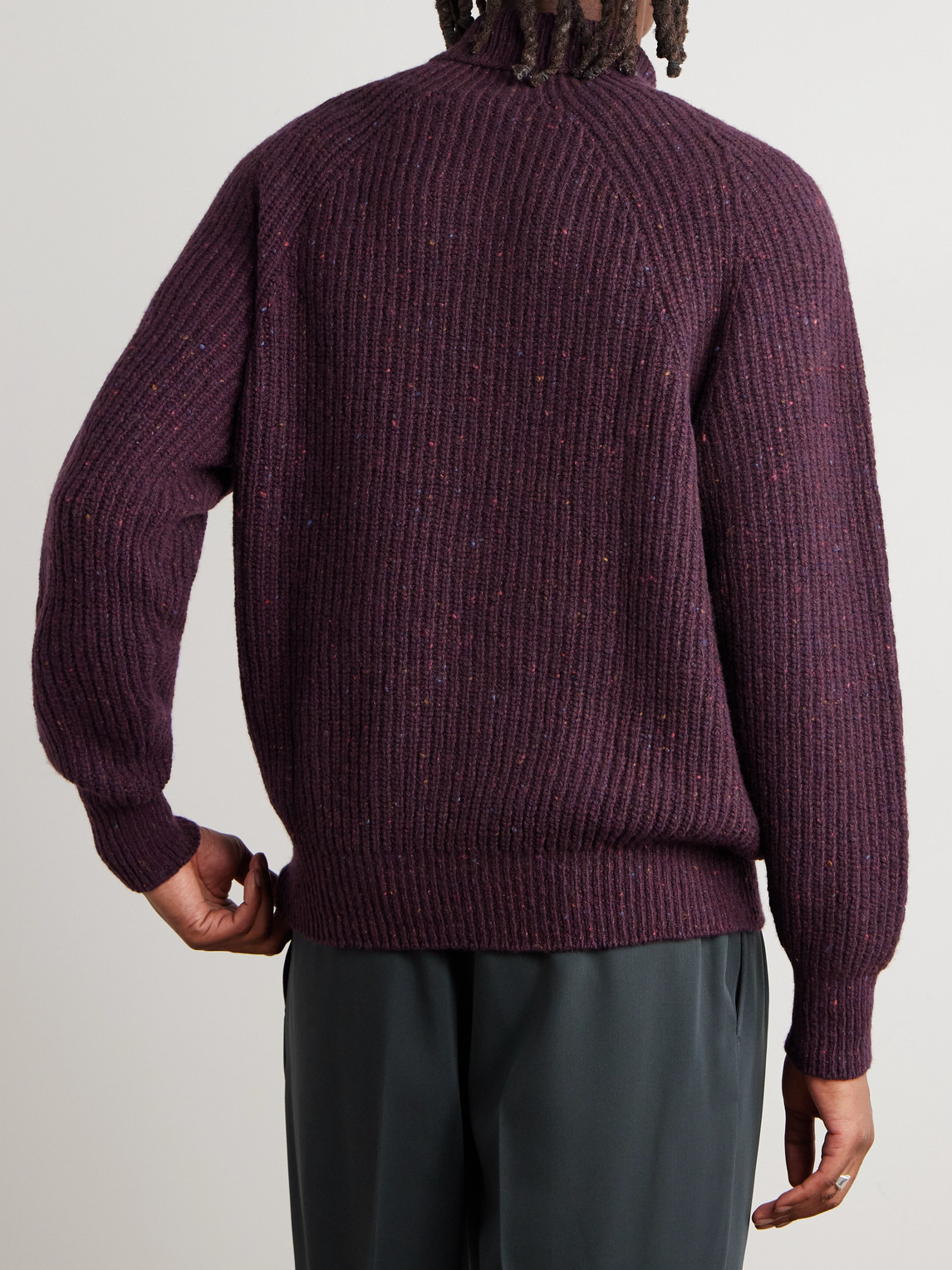 Inis Meain Boatbuilder Merino Wool And Cashmere-blend Rollneck Sweater In Red