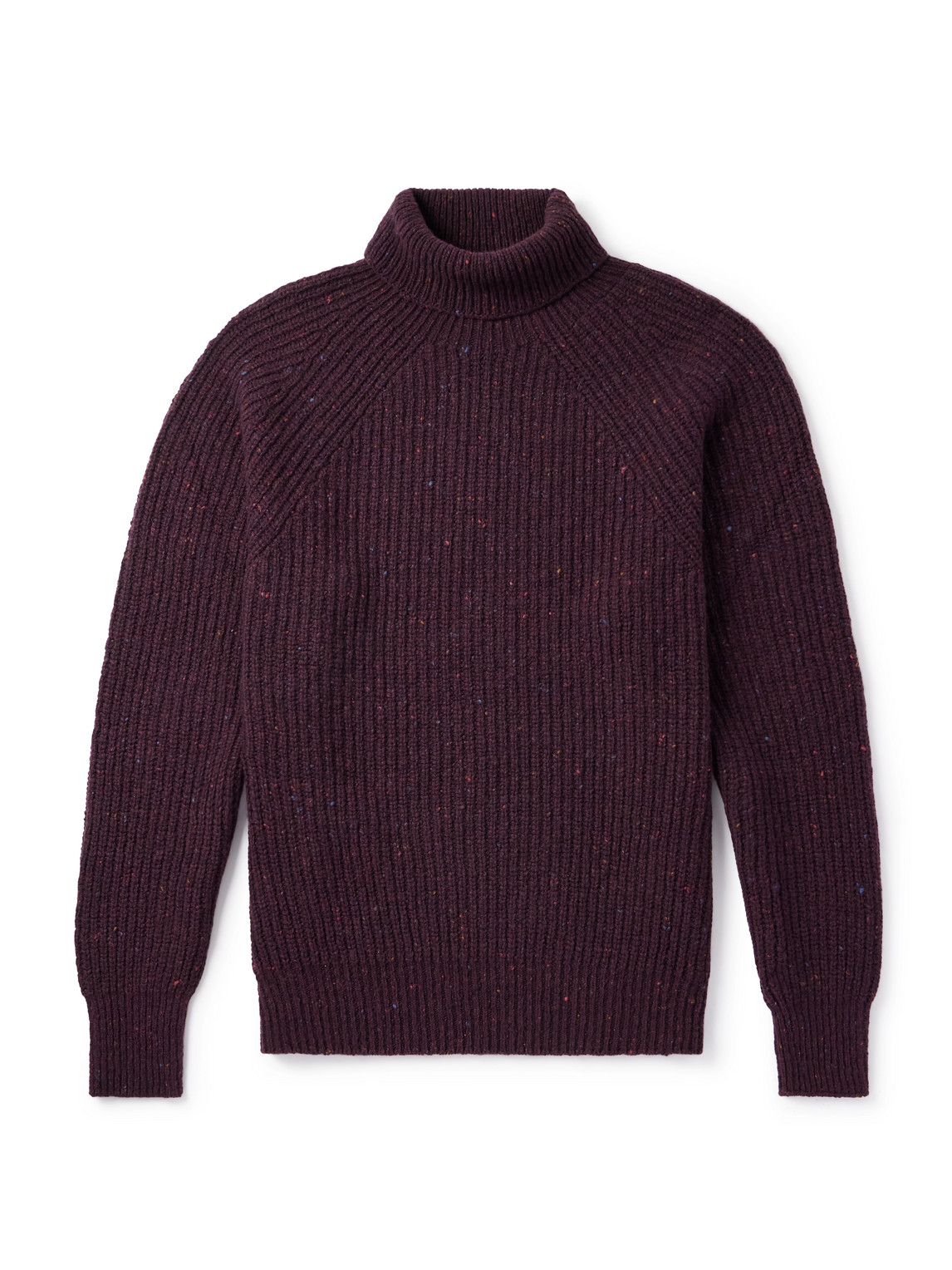 Inis Meain Boatbuilder Merino Wool And Cashmere-blend Rollneck Sweater In Red