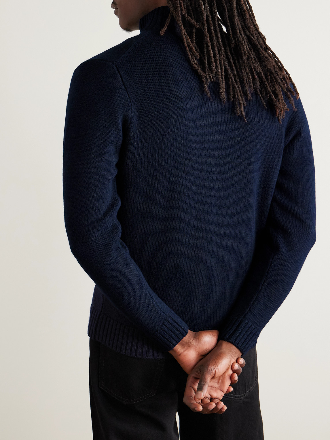 Inis Meain Wool And Linen-blend Zip-up Cardigan In Blue
