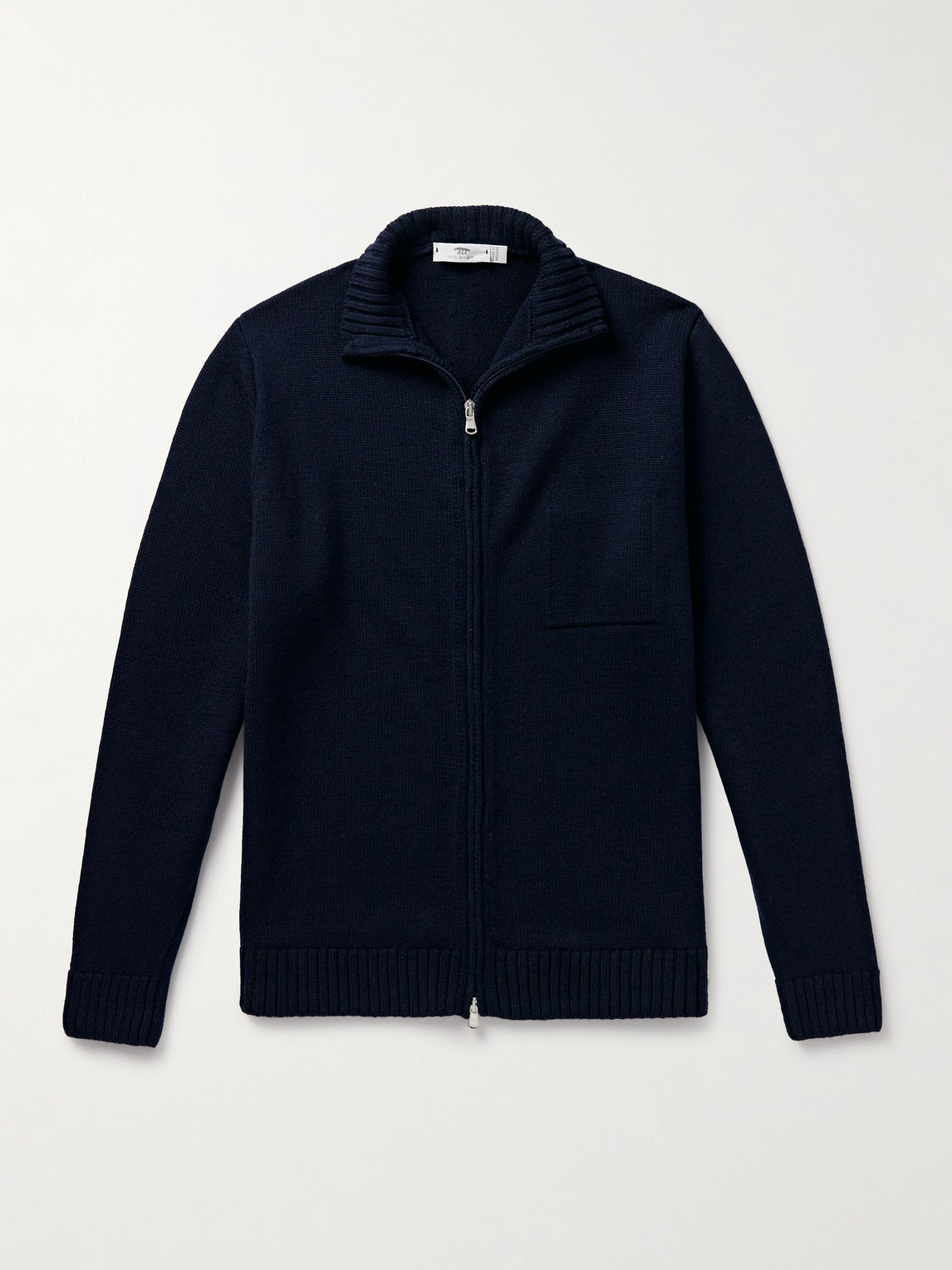 Inis Meain Wool And Linen-blend Zip-up Cardigan In Blue