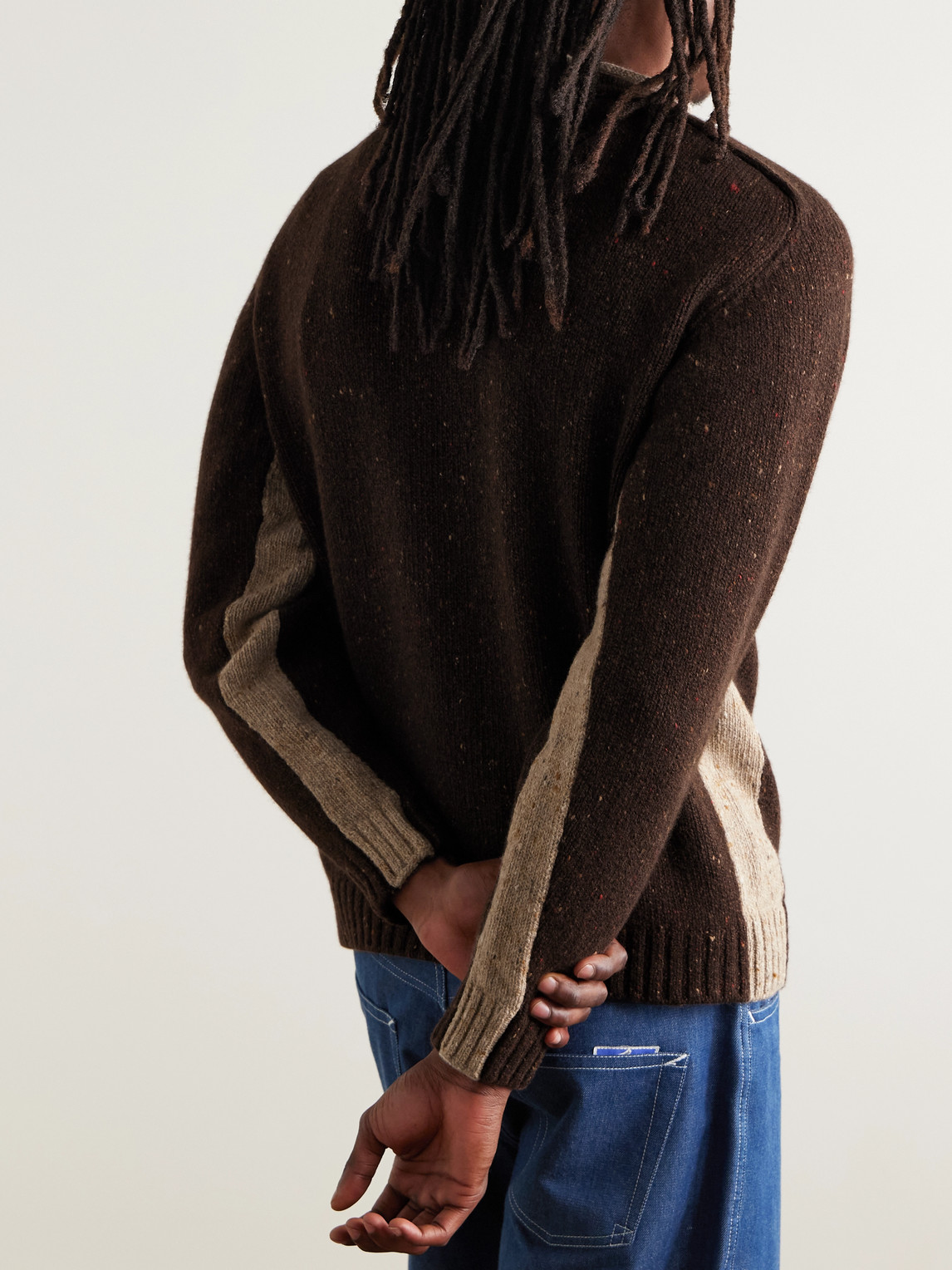Inis Meain Donegal Merino Wool And Cashmere-blend Sweater In Brown