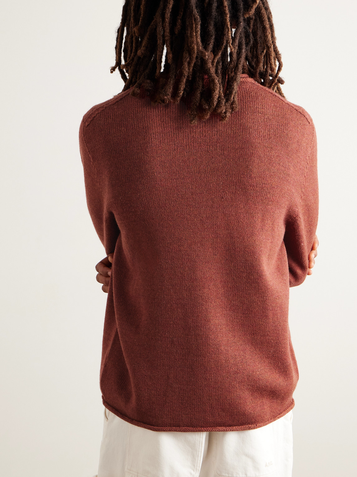 Inis Meain Wool And Linen-blend Sweater In Red