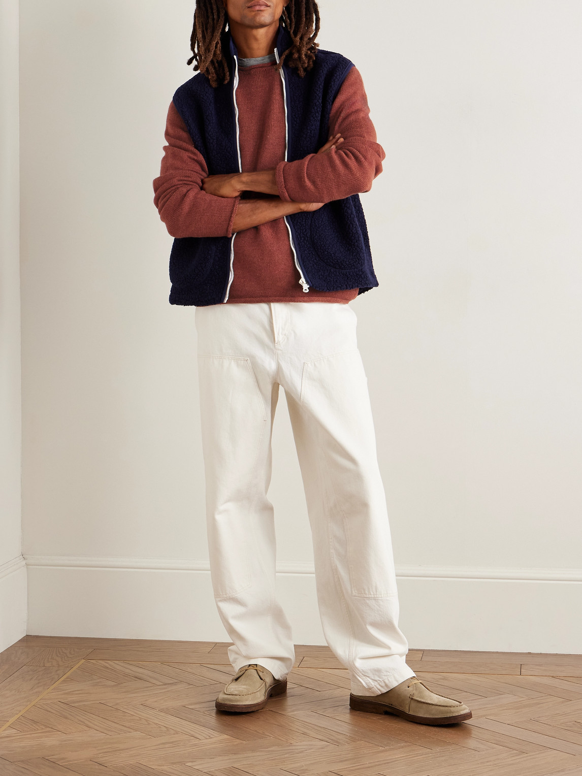 Inis Meain Wool And Linen-blend Sweater In Red