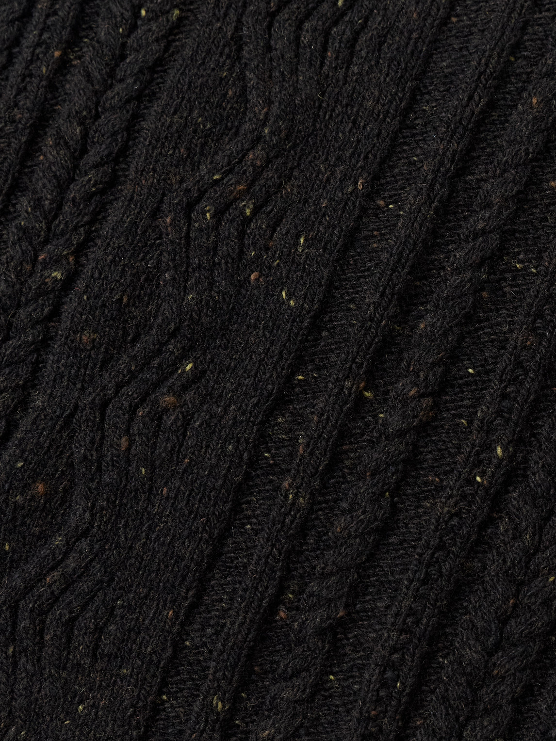 Inis Meain Ridges Slim-fit Cable-knit Merino Wool And Cashmere-blend Aran Sweater In Black