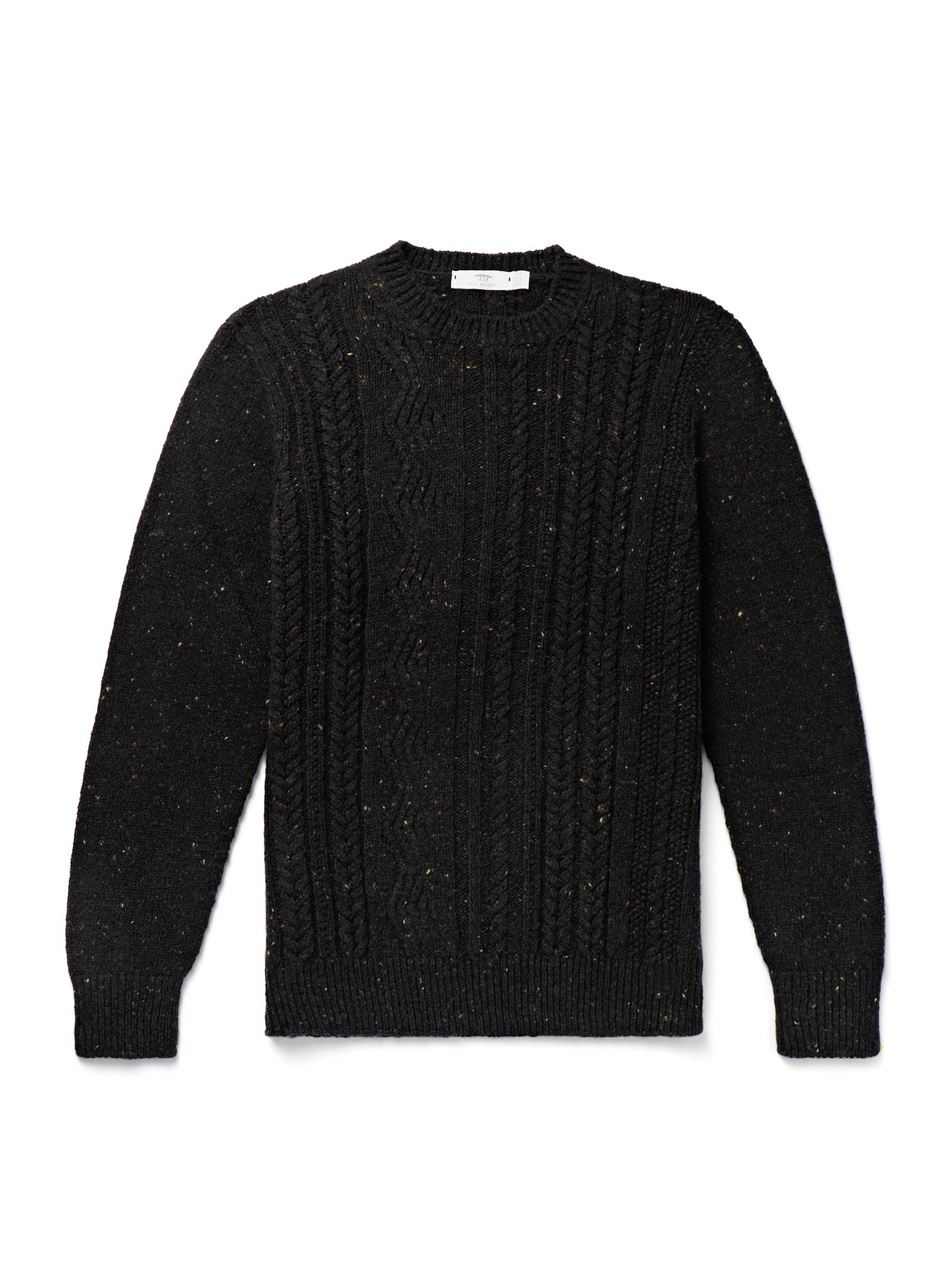 Inis Meain Ridges Slim-fit Cable-knit Merino Wool And Cashmere-blend Aran Sweater In Black