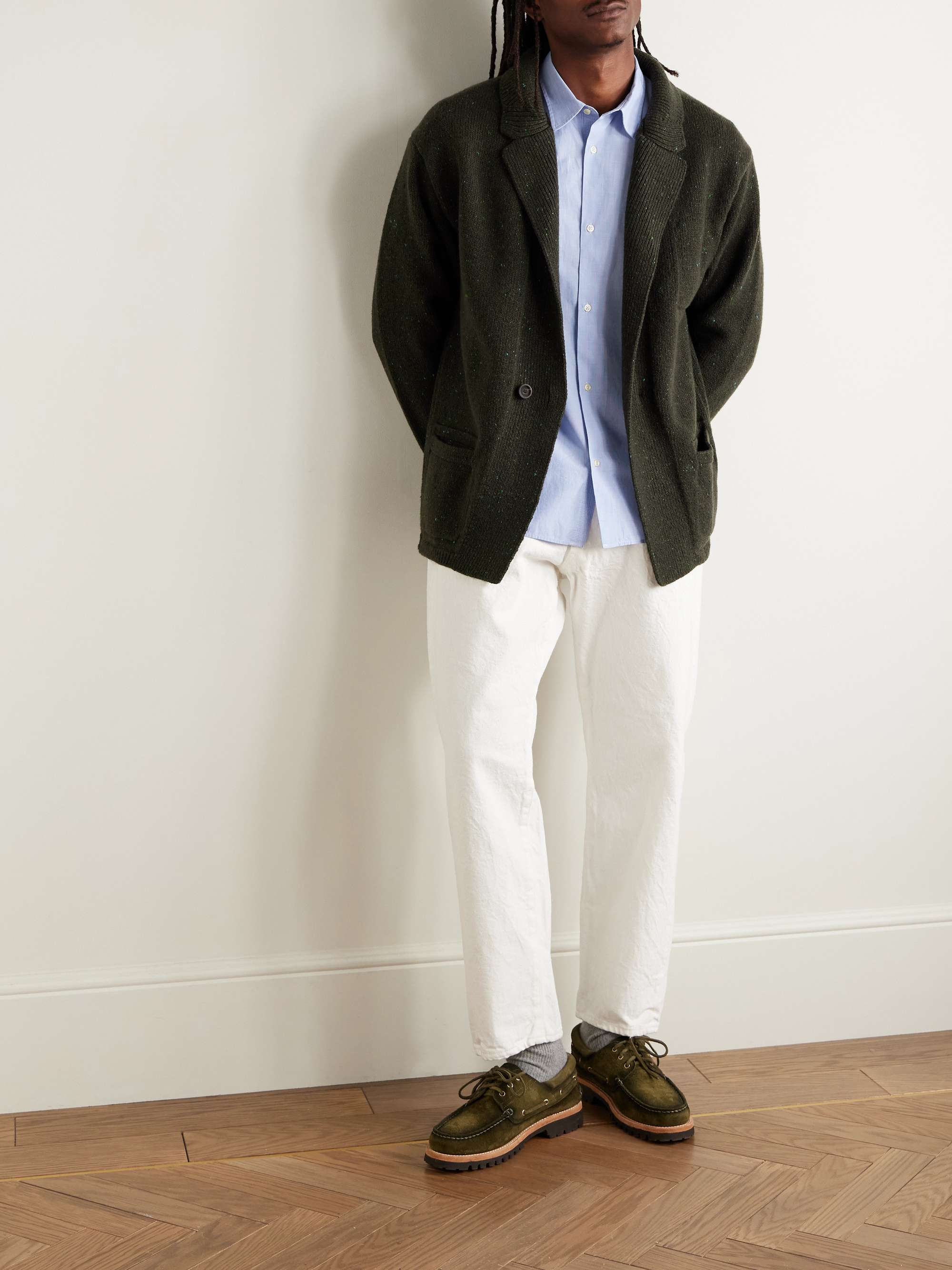 INIS MEÁIN Unstructured Donegal Merino Wool and Cashmere-Blend Blazer