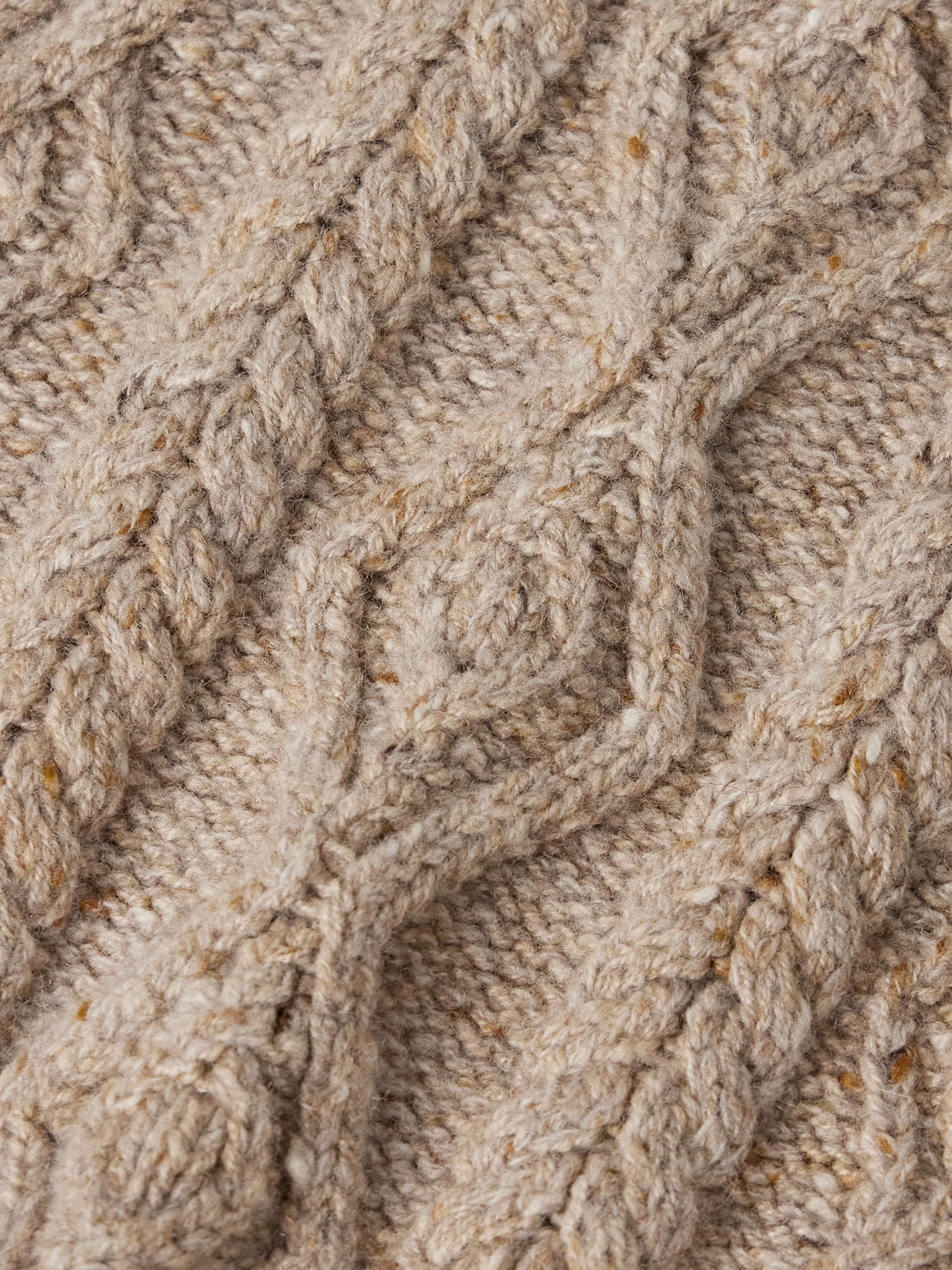 Inis Meain Celebration Cable-knit Merino Wool And Cashmere-blend Sweater In Brown