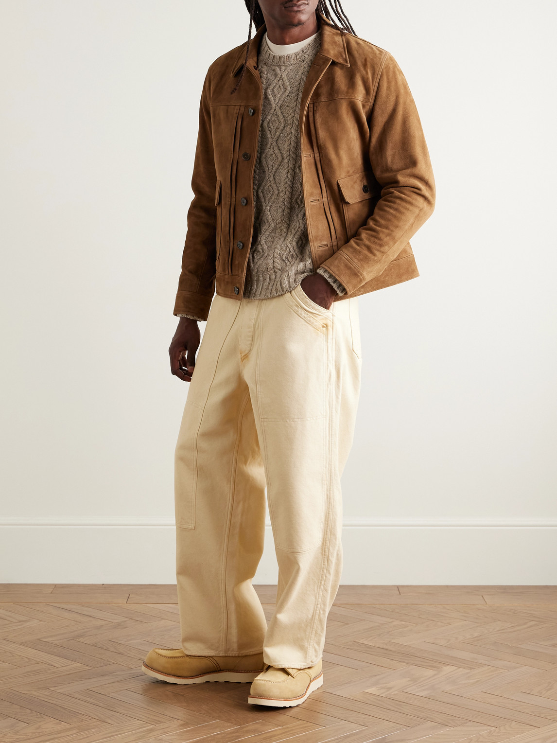 Inis Meain Celebration Cable-knit Merino Wool And Cashmere-blend Sweater In Brown