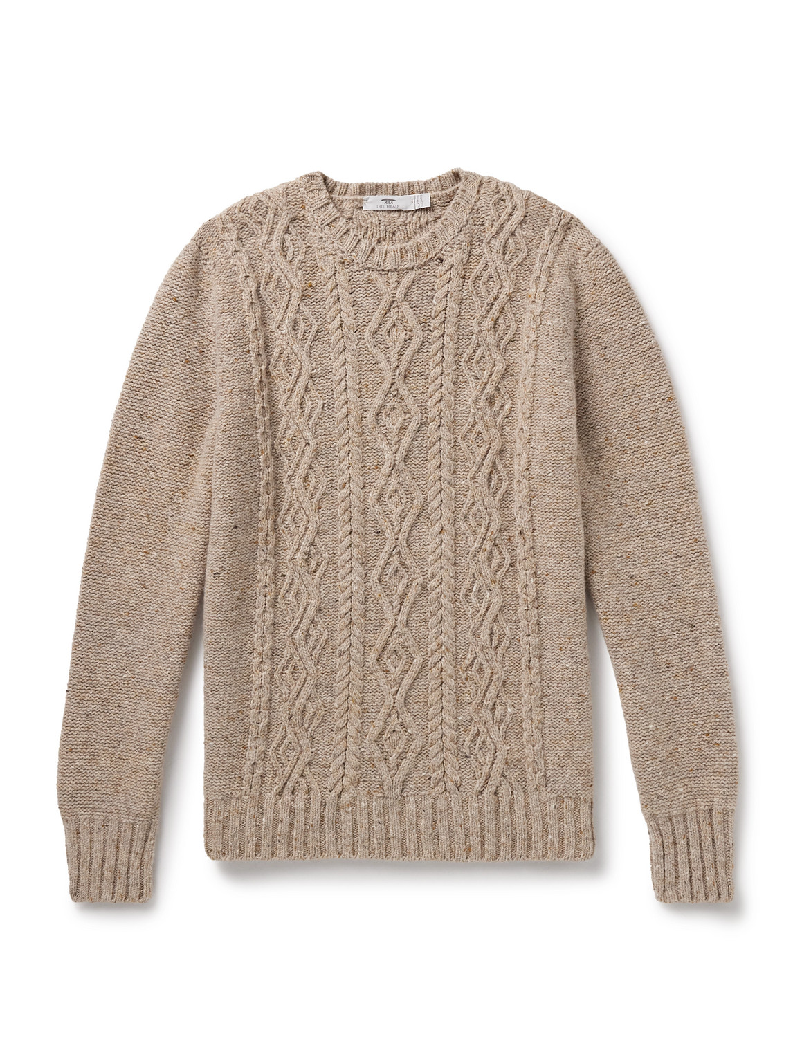 Inis Meain Celebration Cable-knit Merino Wool And Cashmere-blend Sweater In Brown
