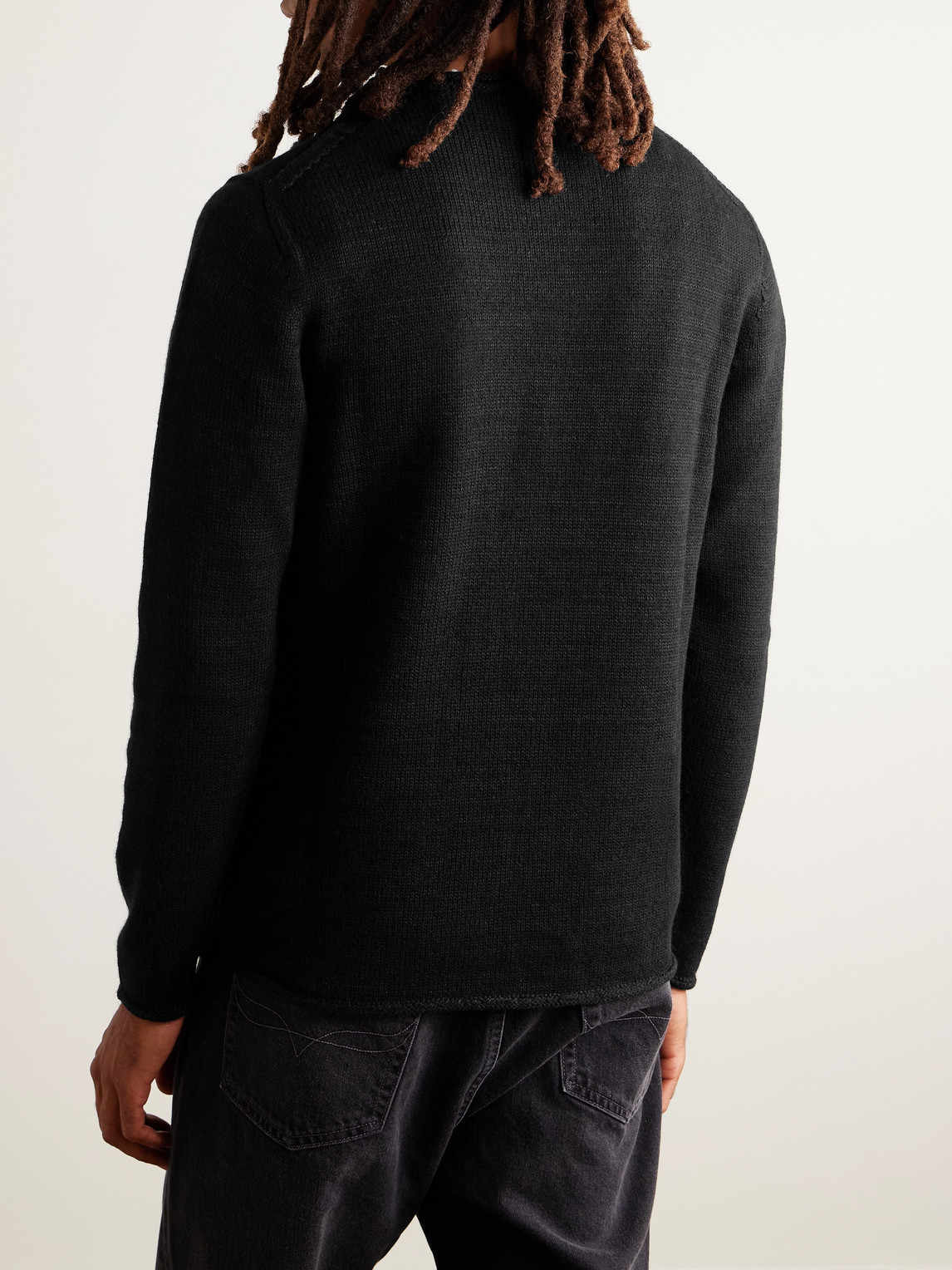 Inis Meain Wool And Linen-blend Sweater In Black