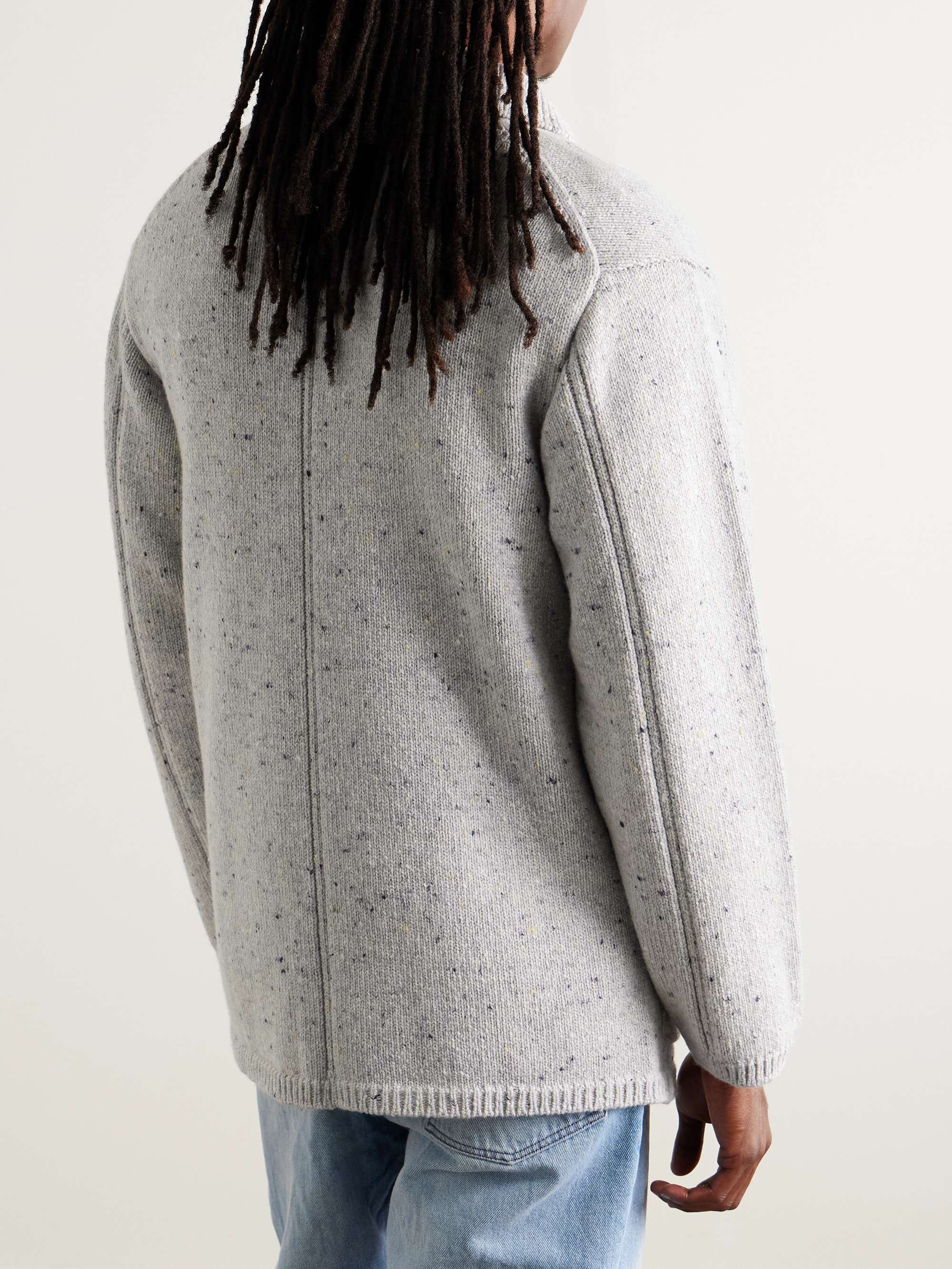 INIS MEÁIN Unstructured Donegal Merino Wool and Cashmere-Blend Blazer