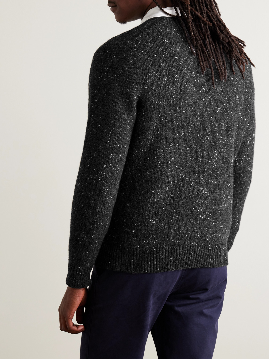 Inis Meain Merino Wool And Cashmere-blend Sweater In Black