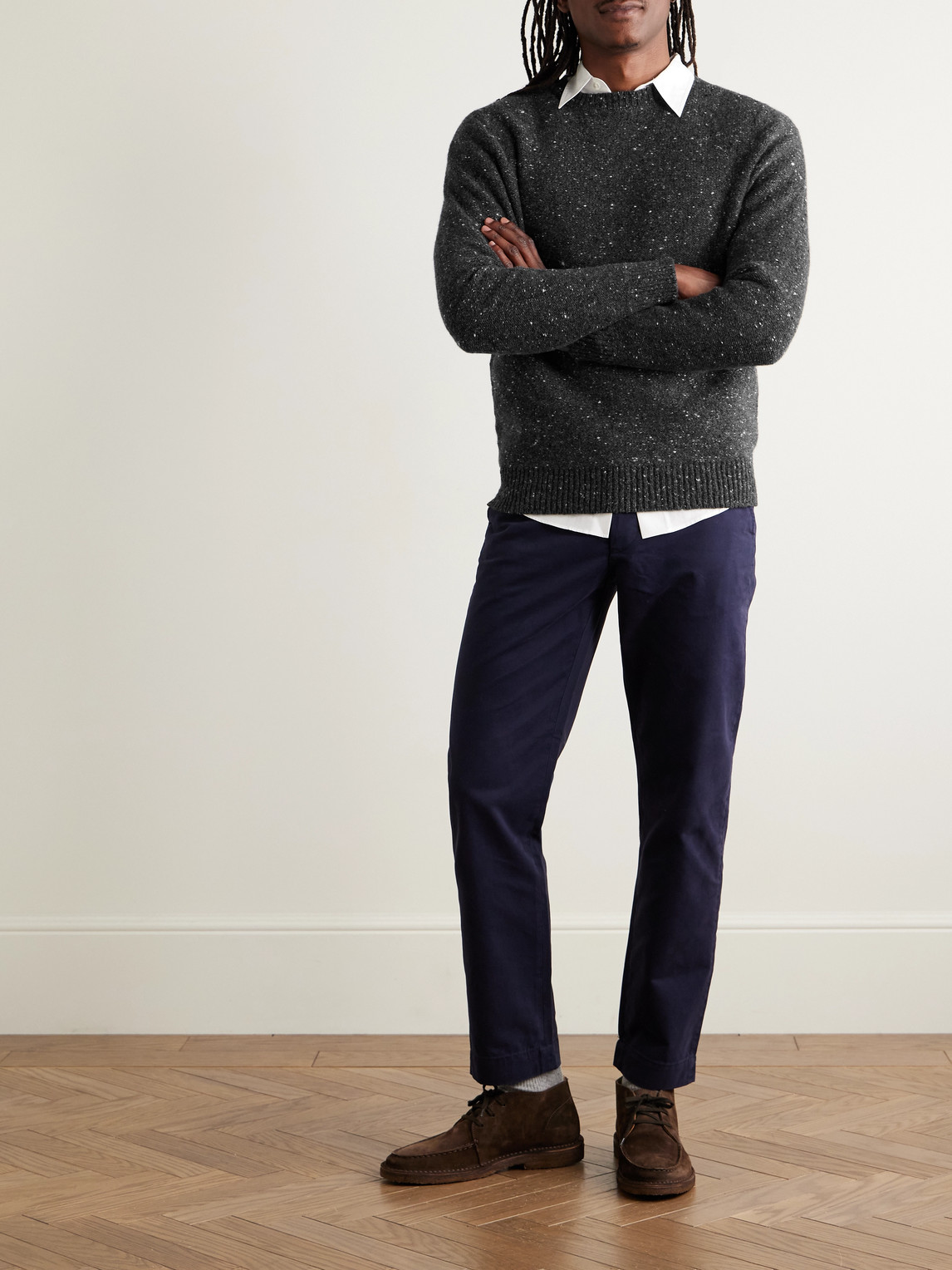 Inis Meain Merino Wool And Cashmere-blend Sweater In Black
