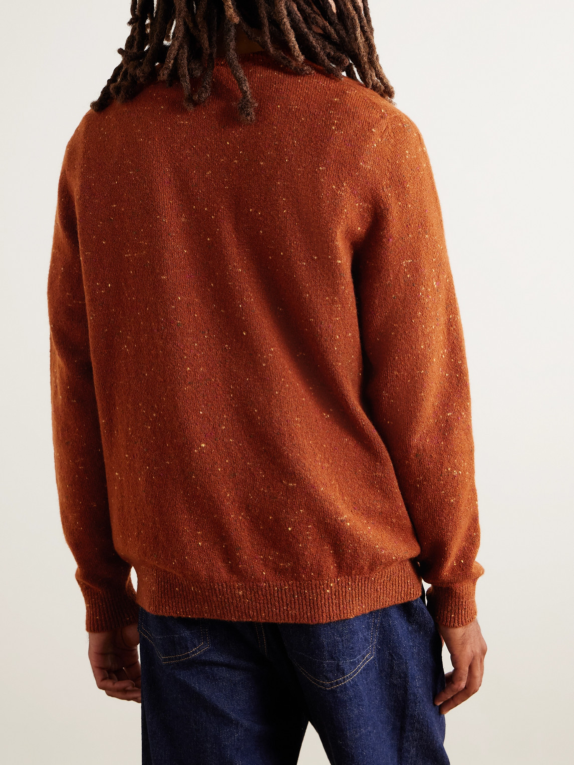 Inis Meain Merino Wool And Cashmere-blend Sweater In Orange