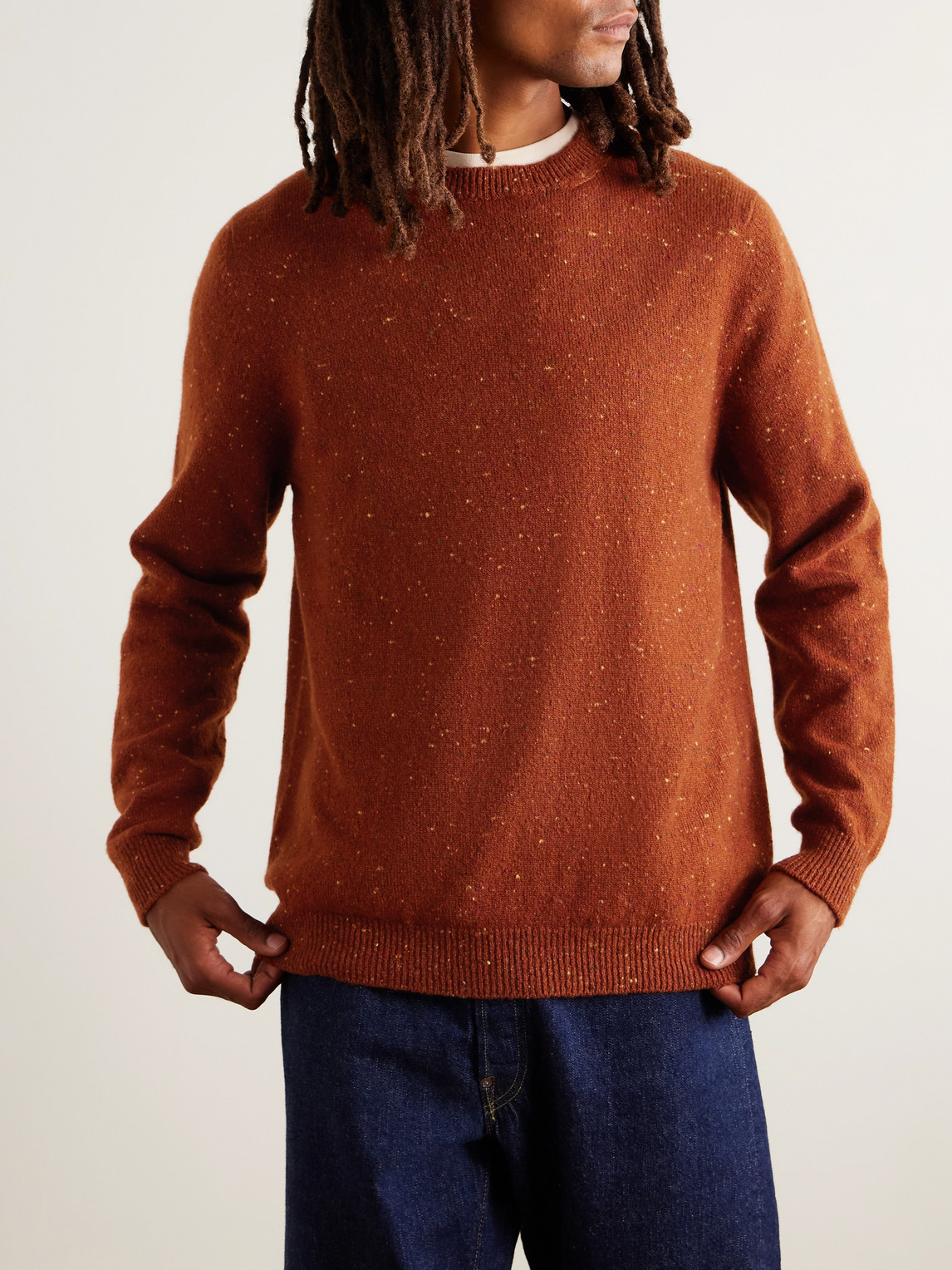 Inis Meain Merino Wool And Cashmere-blend Sweater In Orange