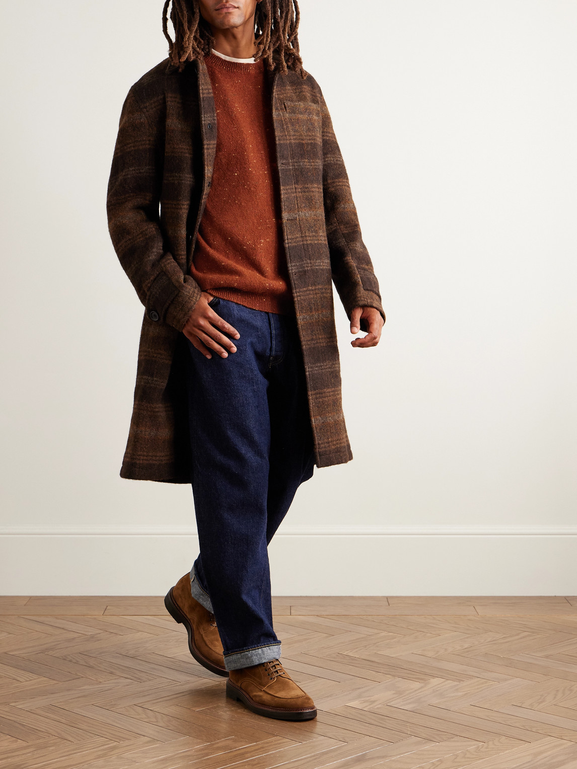 Inis Meain Merino Wool And Cashmere-blend Sweater In Orange