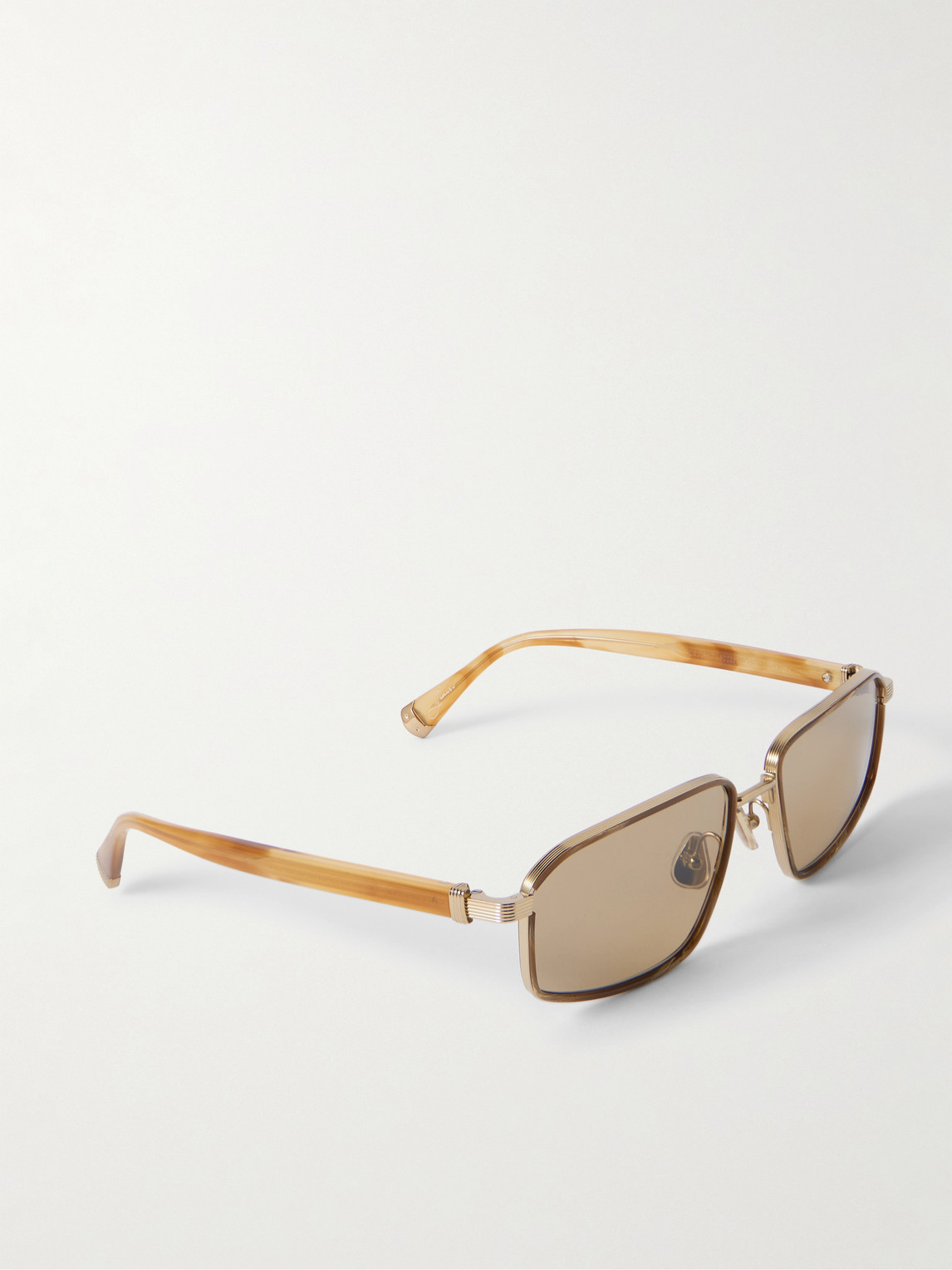 Brunello Cucinelli Square-frame Gold-tone Sunglasses