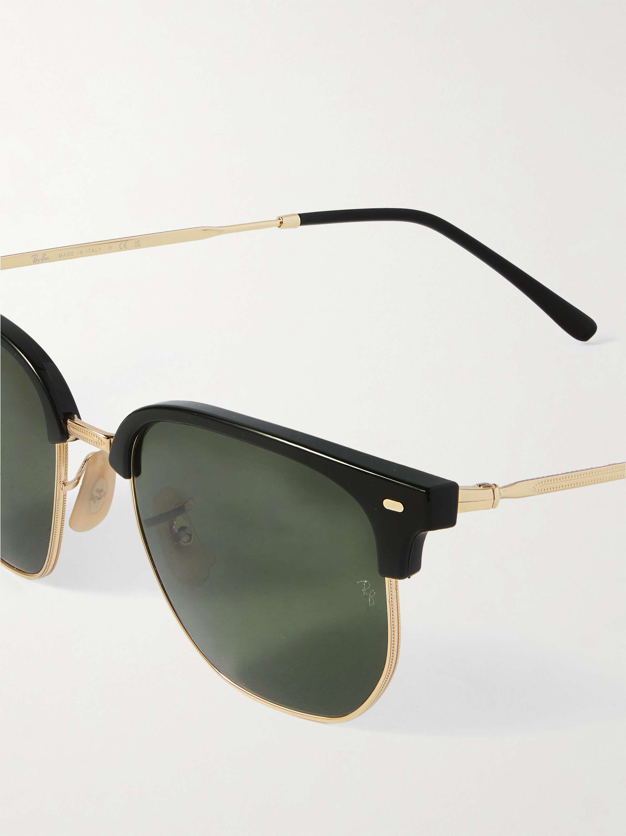 RAY-BAN Clubmaster Acetate and Gold-Tone Sunglasses