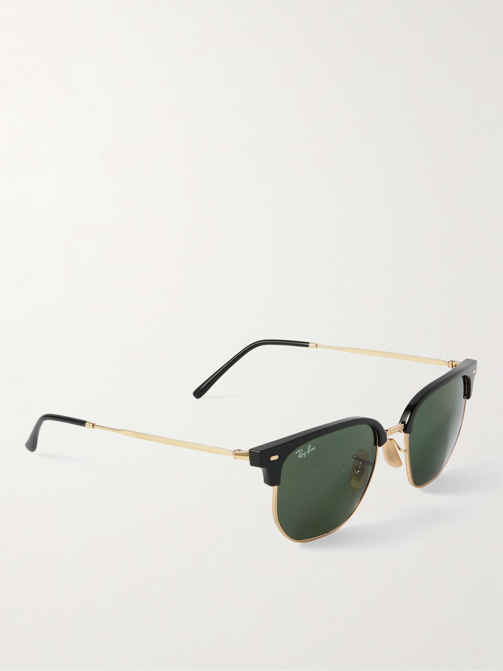 RAY-BAN Clubmaster Acetate and Gold-Tone Sunglasses