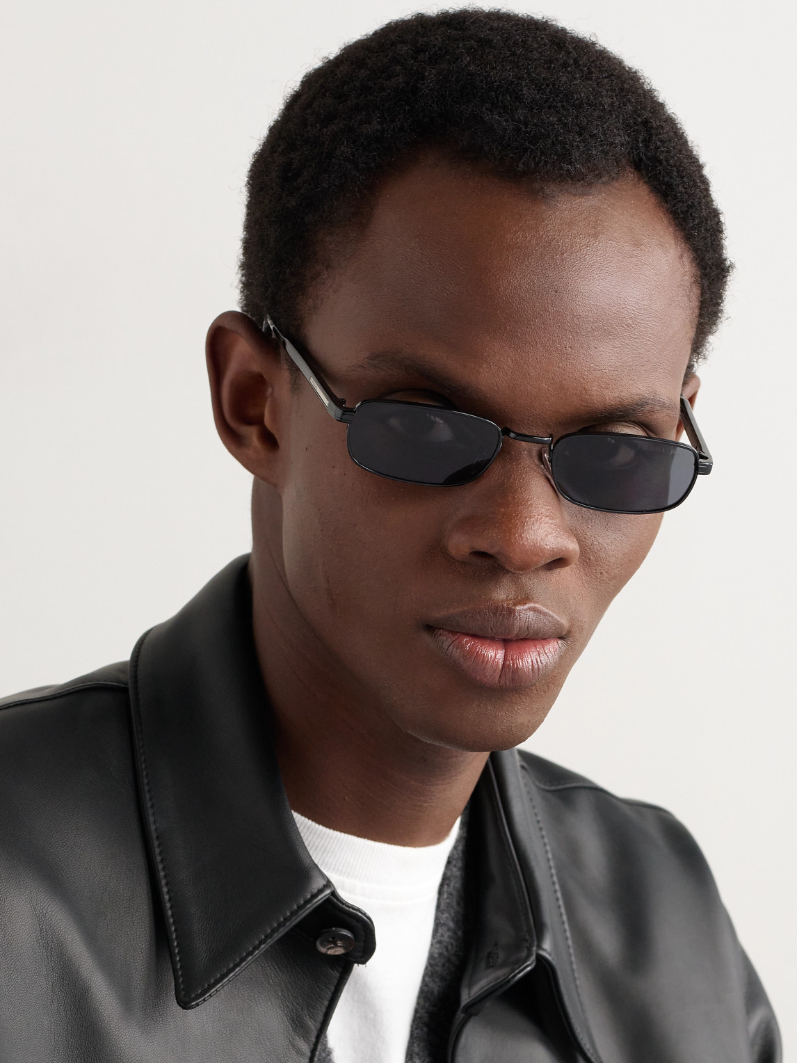 Rectangular-Frame Black-Tone and Acetate Sunglasses — 2