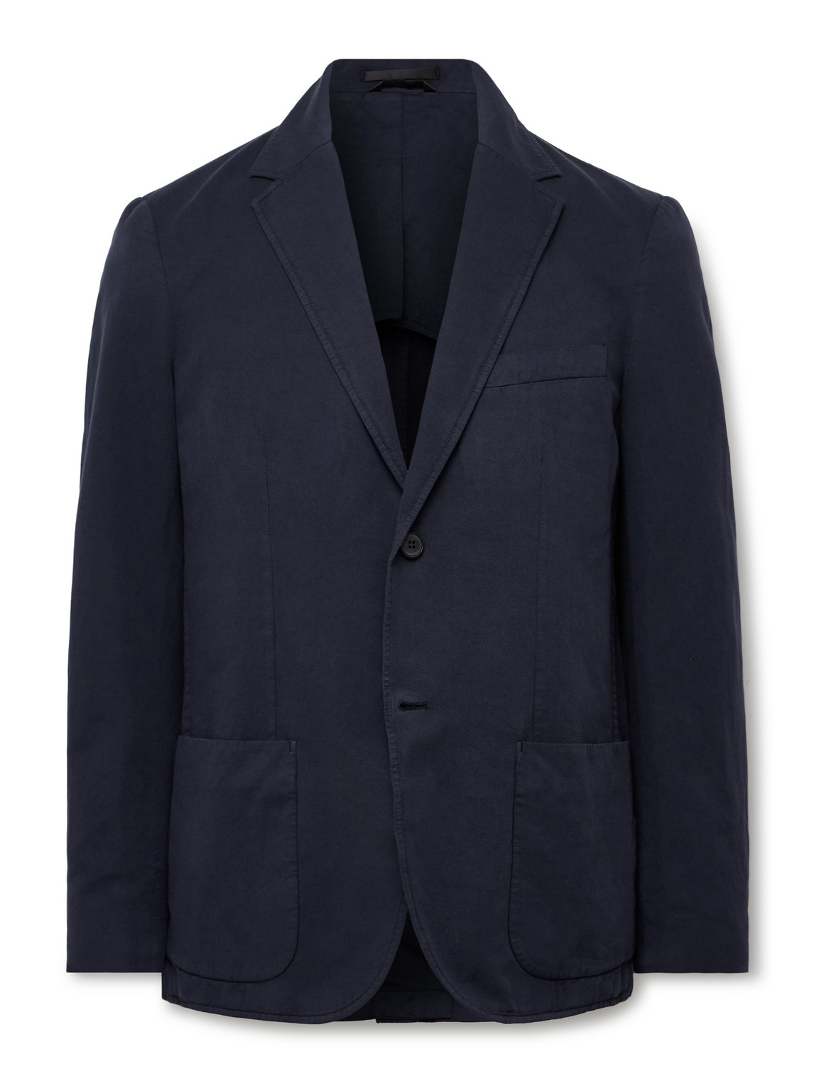 Unstructured Garment-Dyed Cotton and Linen-Blend Twill Blazer