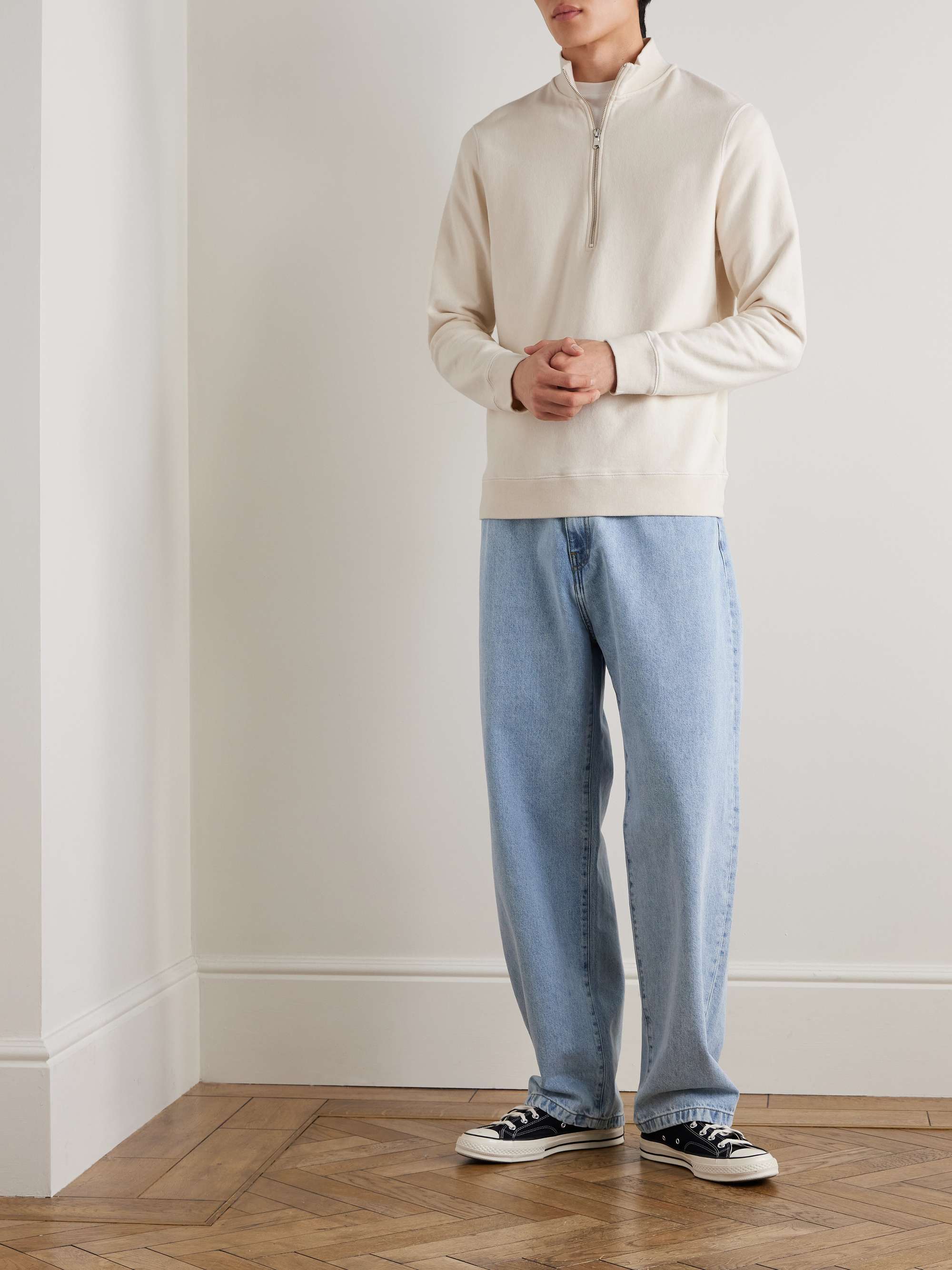 SUNSPEL Cotton-Jersey Half-Zip Sweatshirt