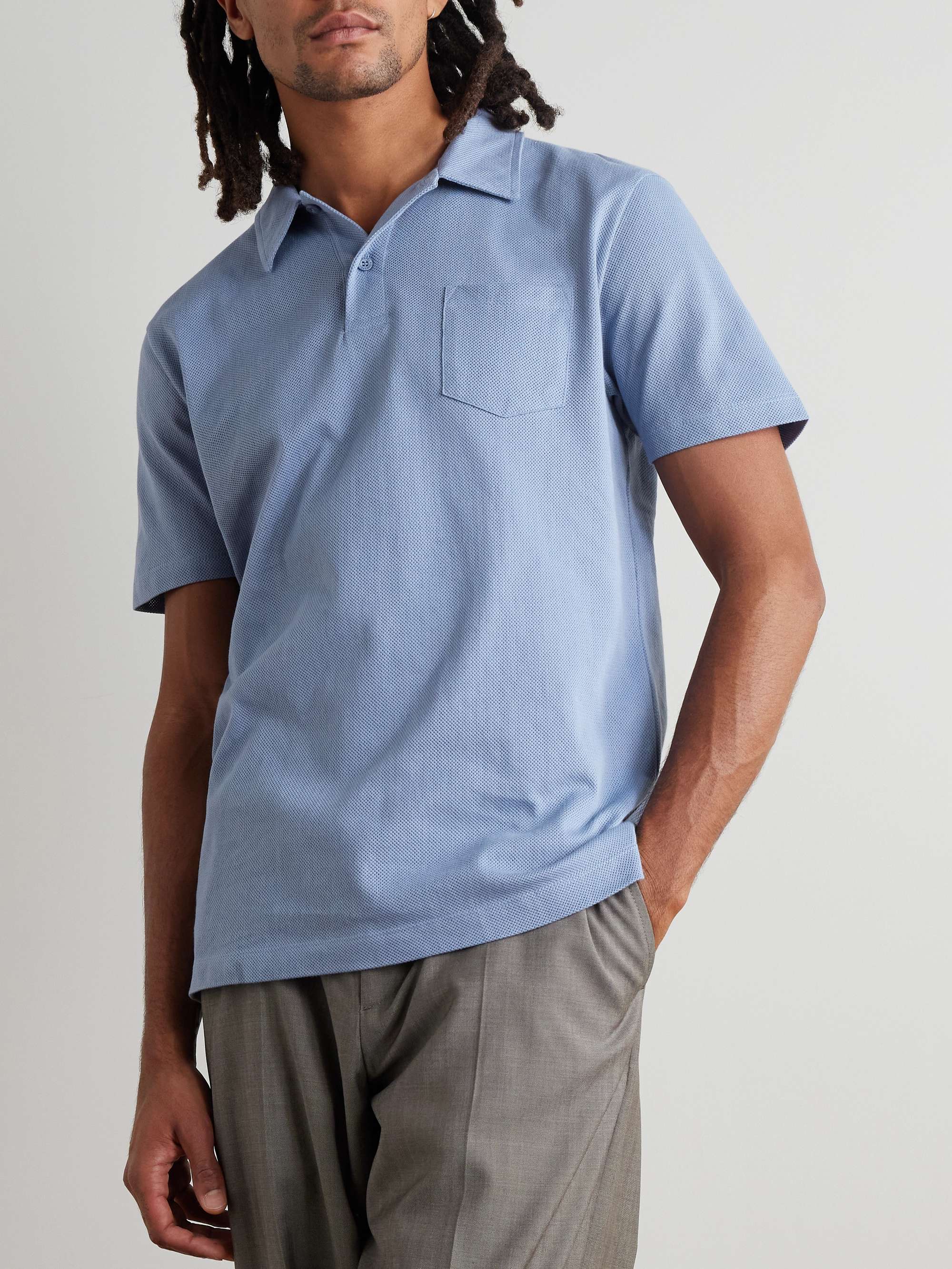 SUNSPEL Riviera Slim-Fit Cotton-Mesh Polo Shirt