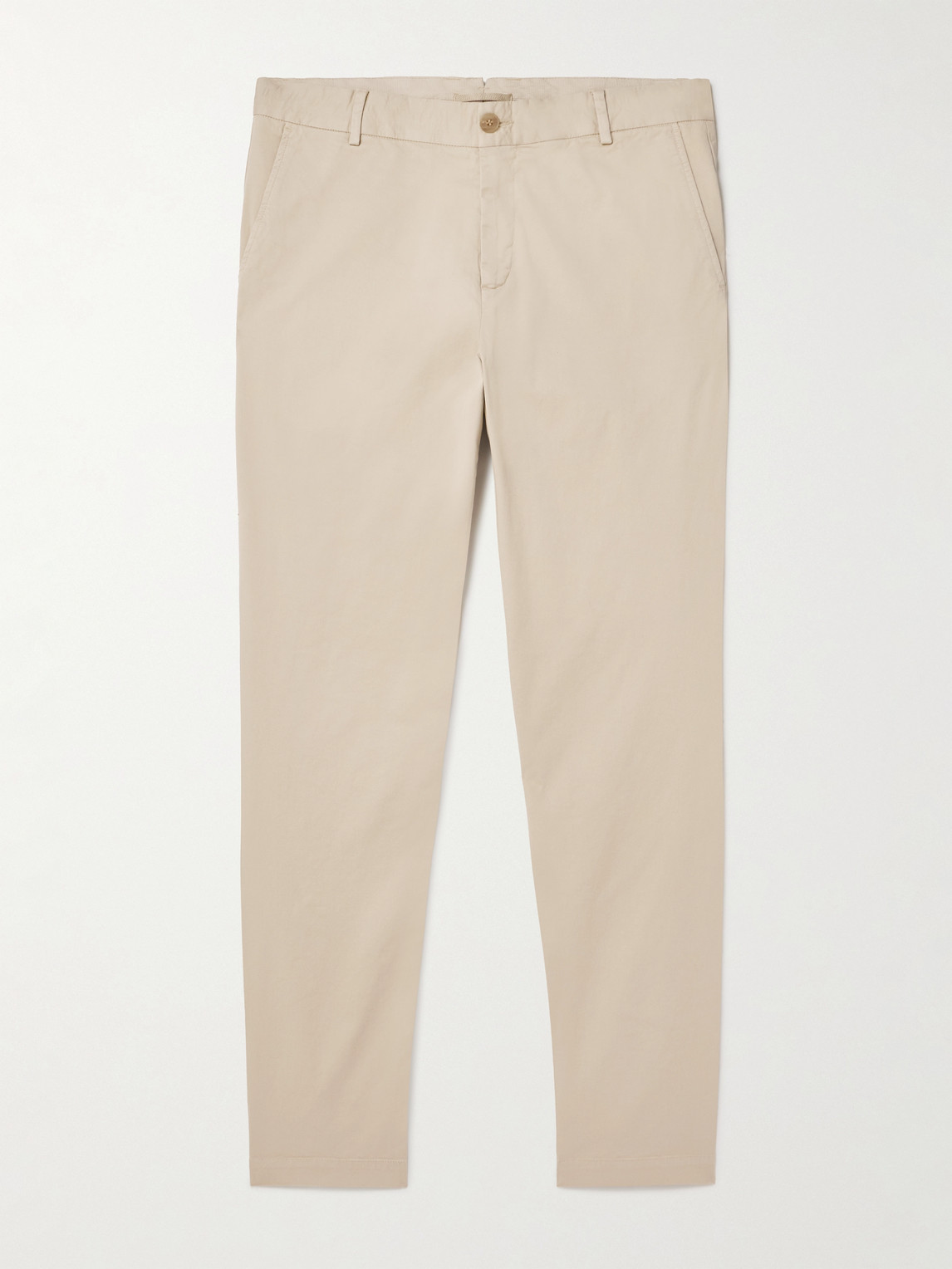 Sunspel Straight-leg Garment-dyed Cotton-blend Twill Chinos In Neutral