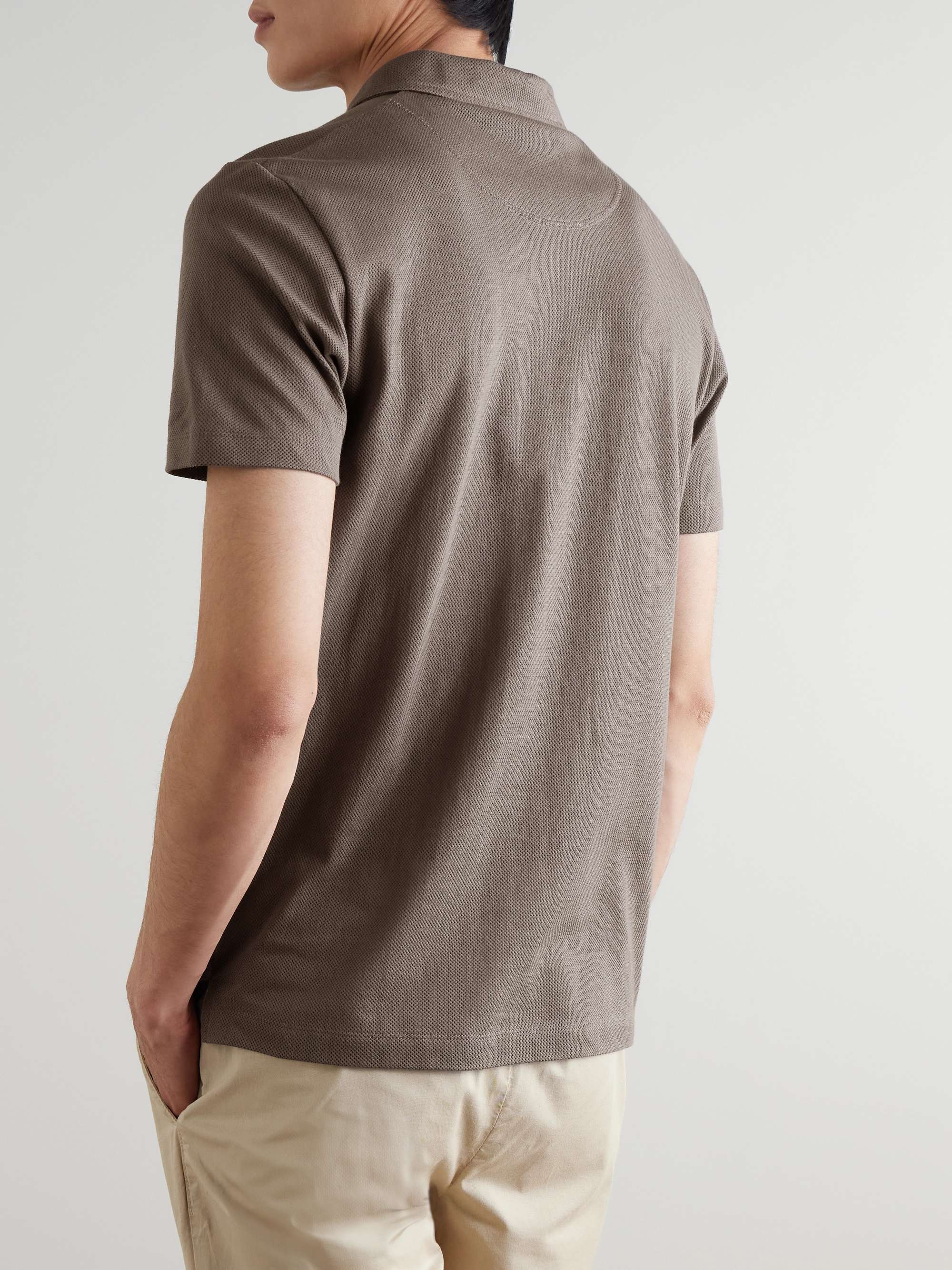SUNSPEL Riviera Slim-Fit Cotton-Mesh Polo Shirt