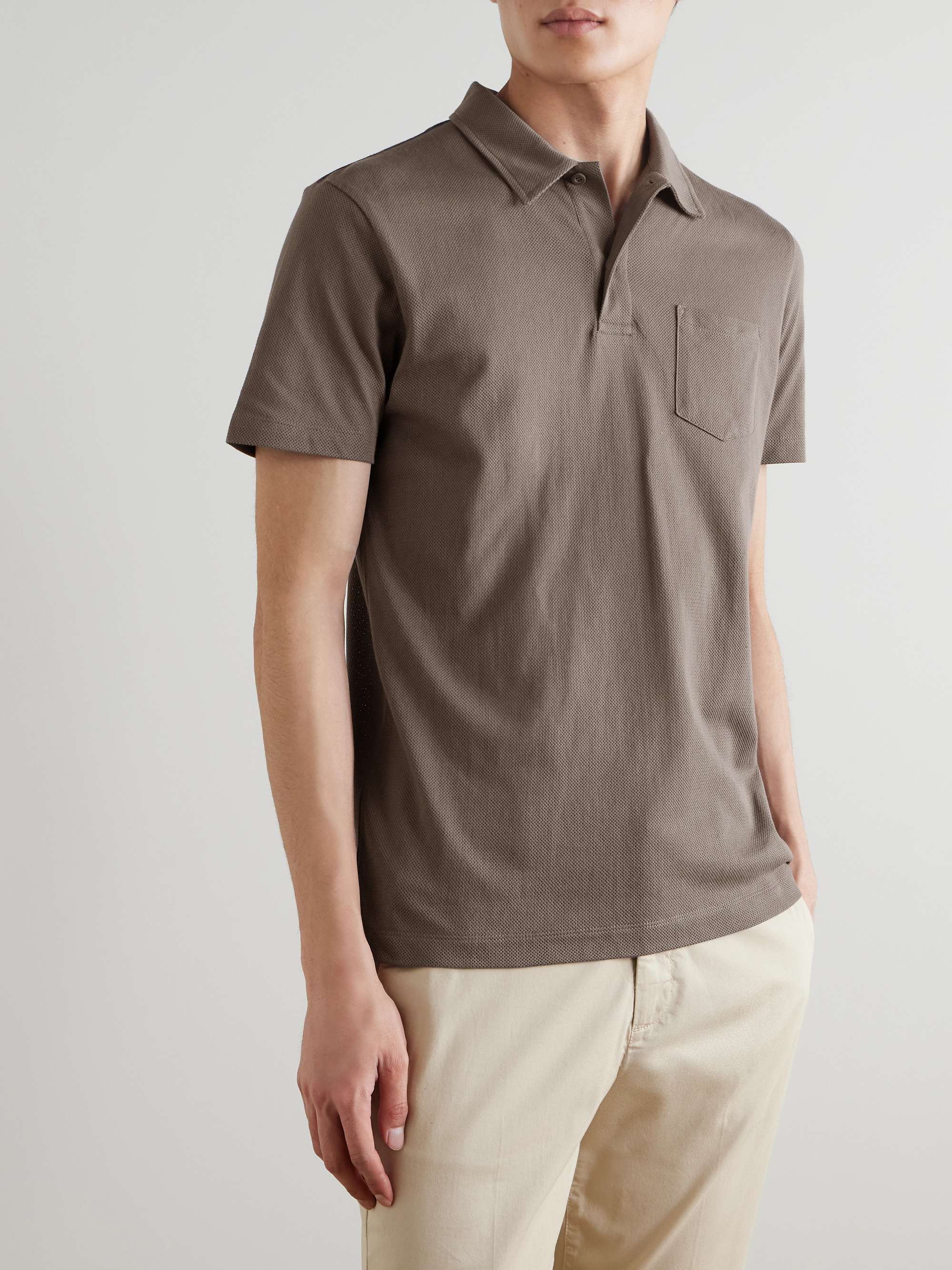 SUNSPEL Riviera Slim-Fit Cotton-Mesh Polo Shirt